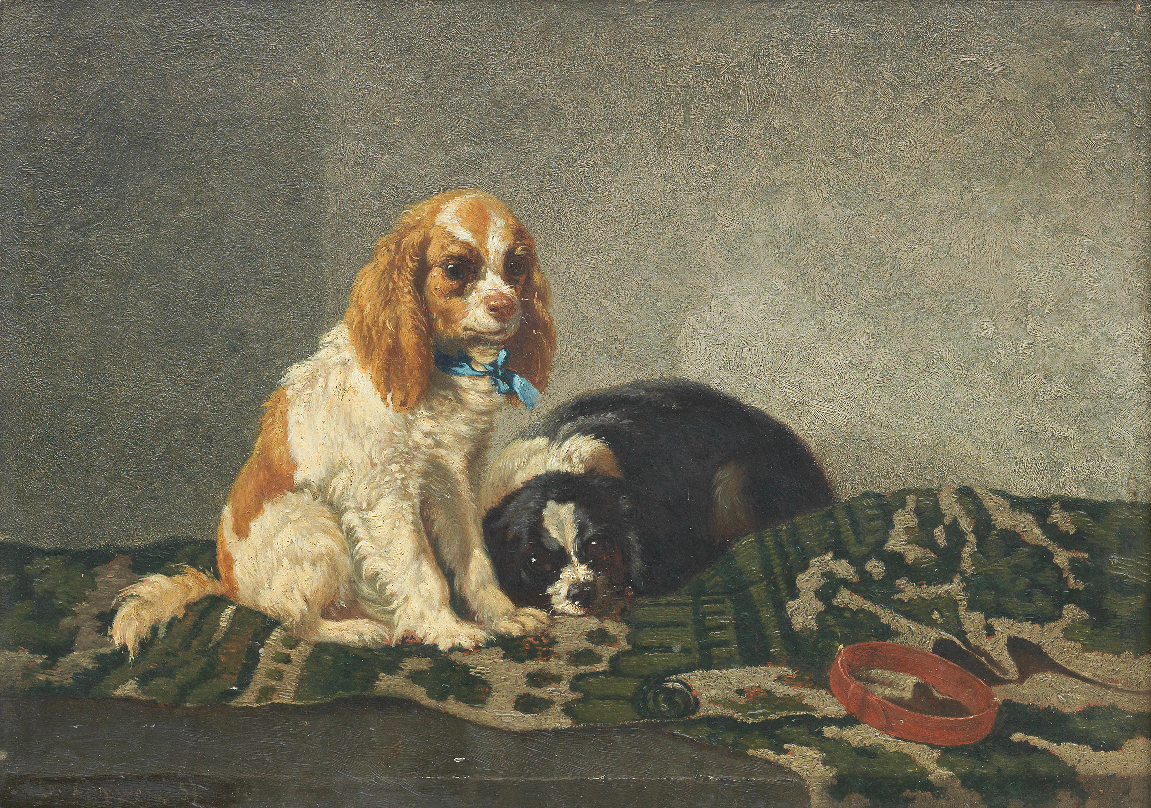 Appraisal: BERNARD DE GEMPT DUTCH - Two Spaniels indistinctly signed and