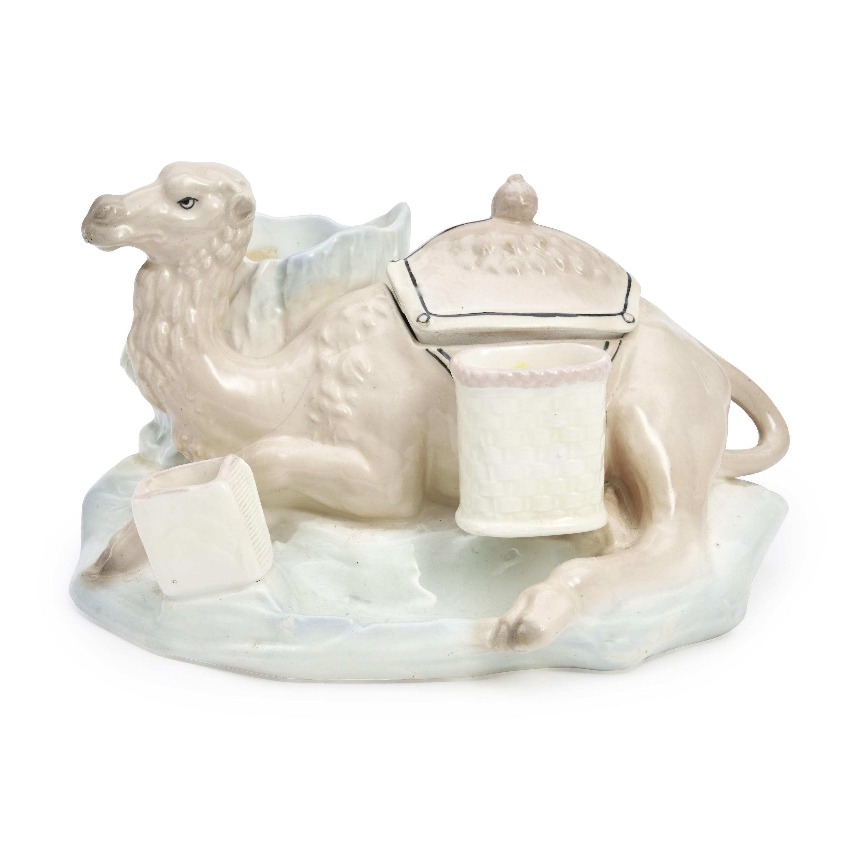 Appraisal: PORCELAIN CAMEL-FORM TOBACCO JAR CIGARETTES HOLDER th century Unmarked height