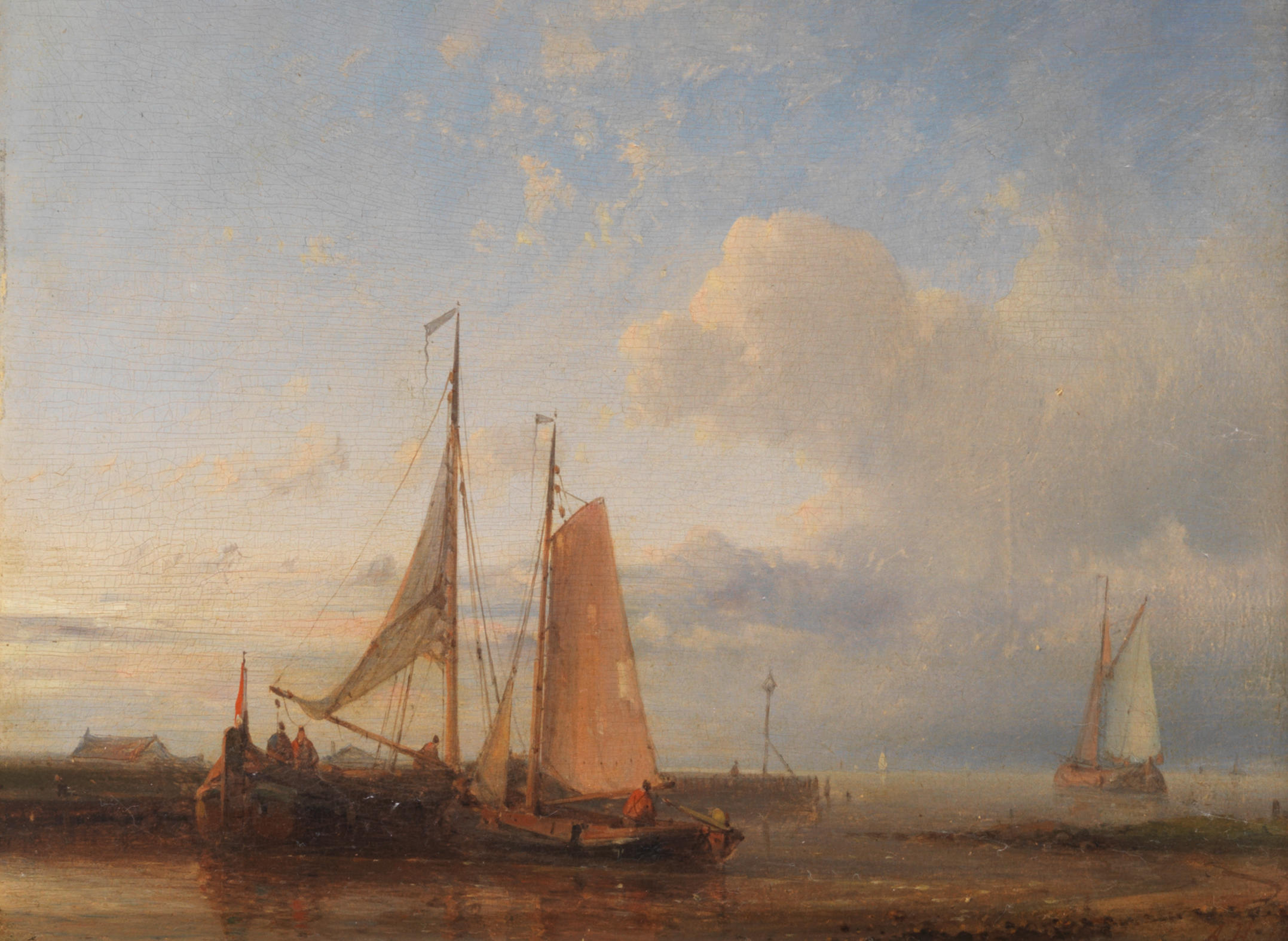 Appraisal: ABRAHAM HULK DUTCH - Fishing boats on a quiet estuary