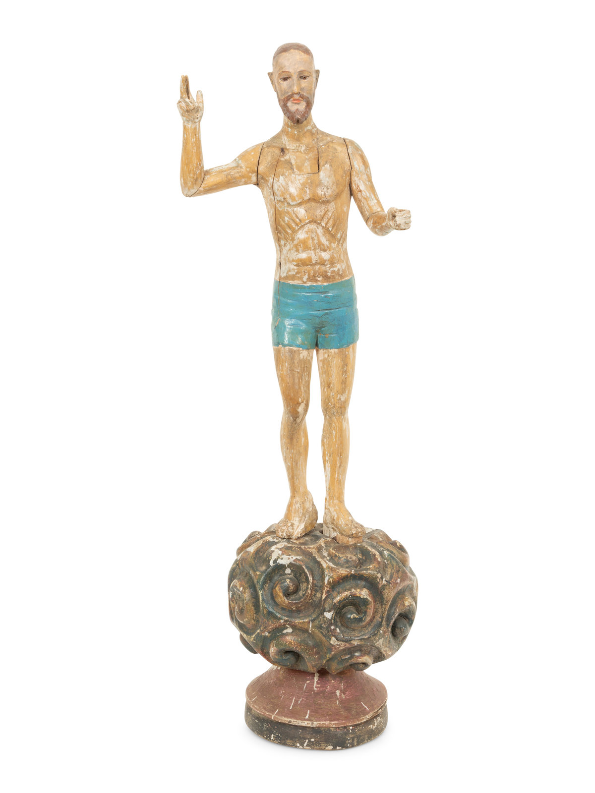 Appraisal: An Italian Carved and Polychromed Giltwood Santos Figure th Century