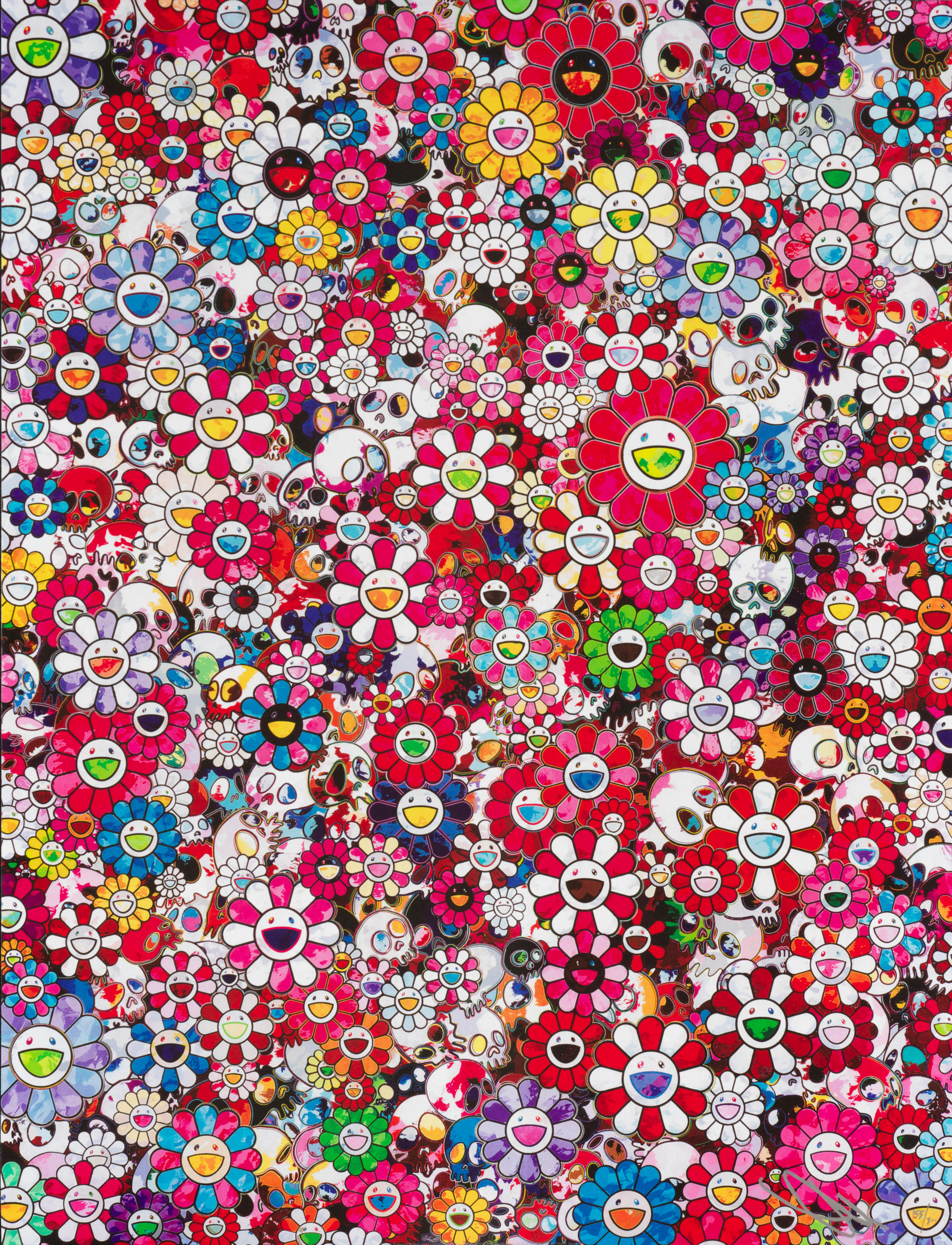 Appraisal: TAKASHI MURAKAMI N EN SKULLS FLOWERS Offset lithographie en couleurs