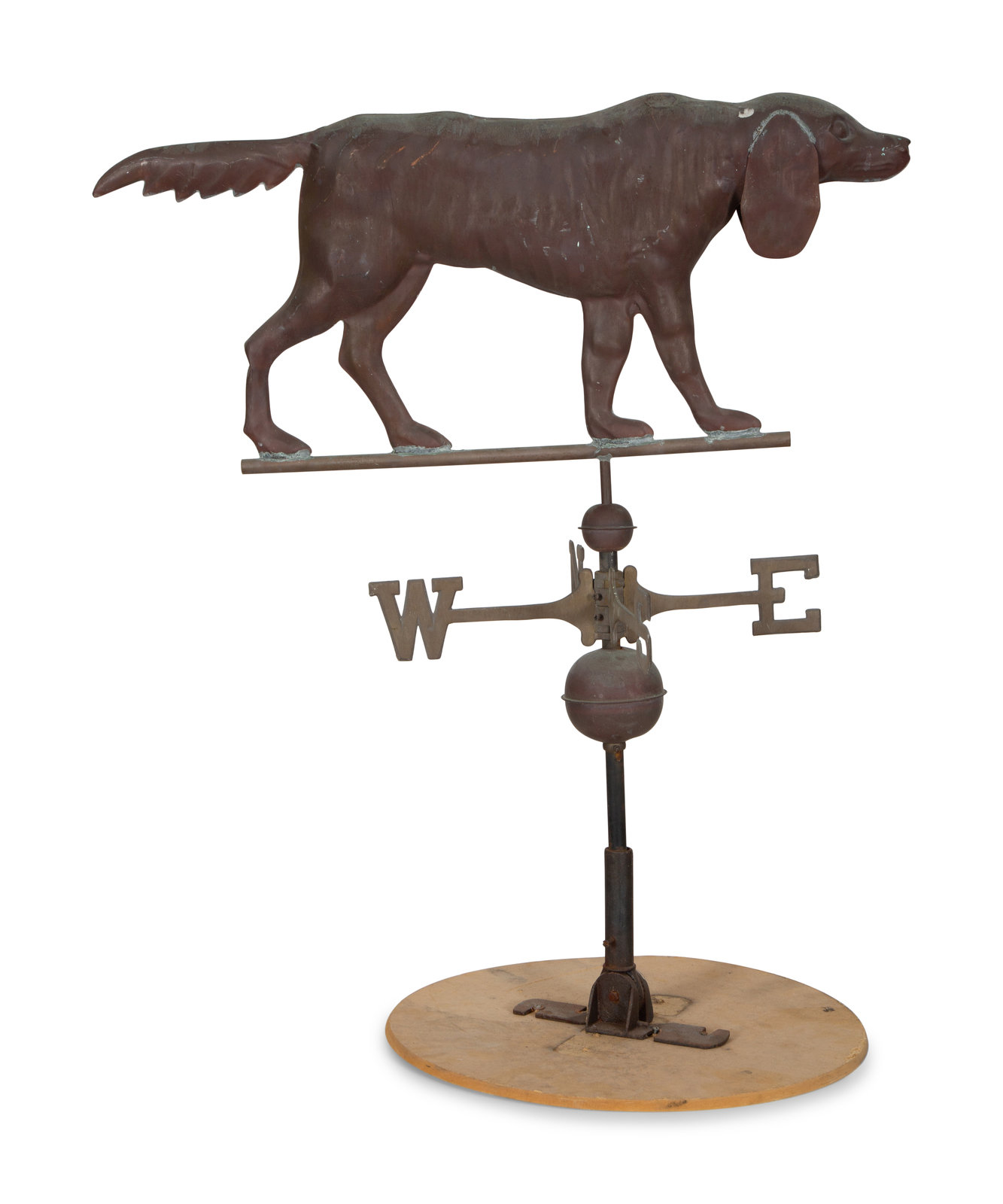 Appraisal: A Copper Bloodhound Weathervane with Directionals th Century Height x