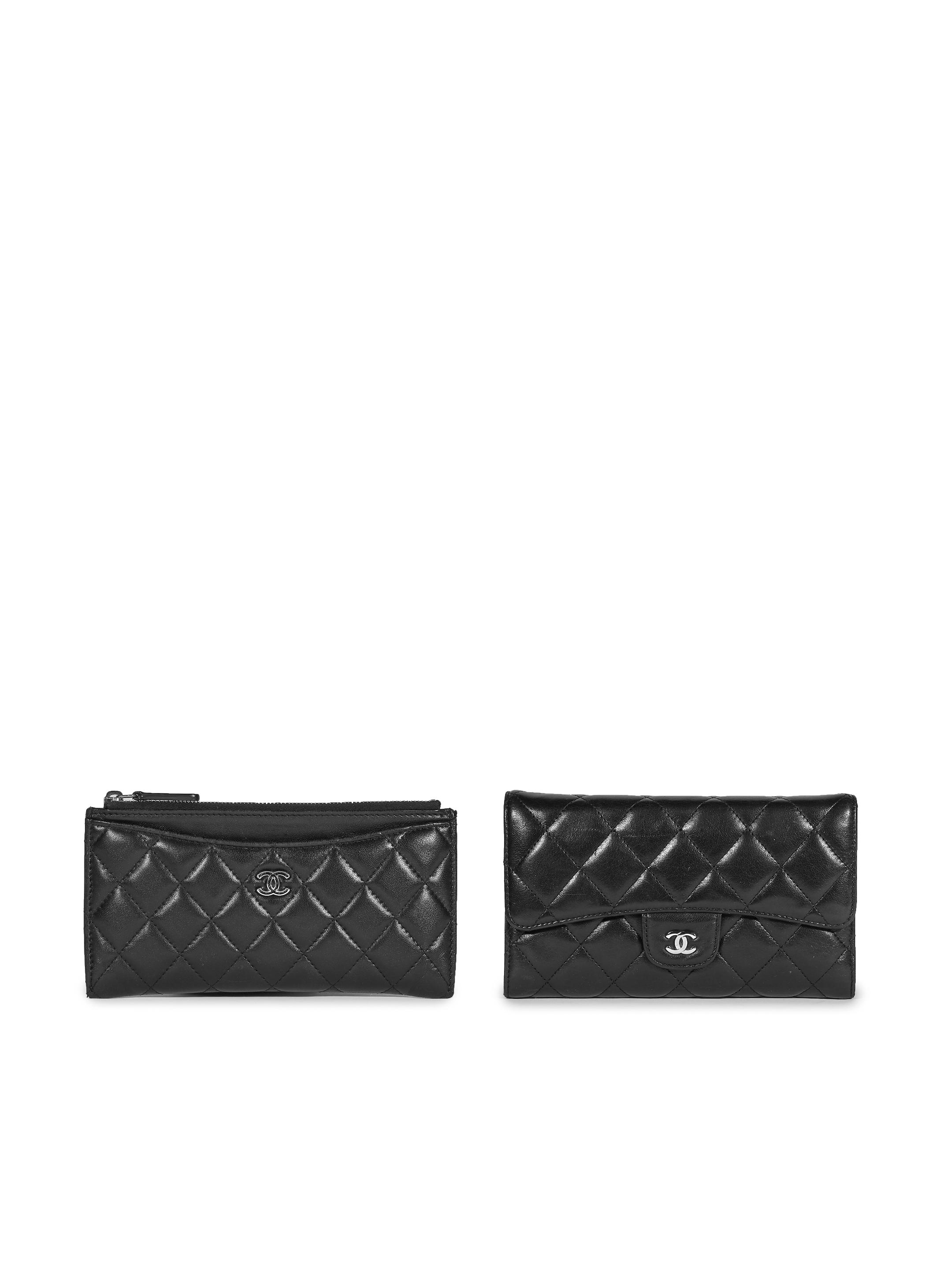 Appraisal: CHANEL SET OF TWO LONG WALLET - CLASSIC LAMBSKIN LONG