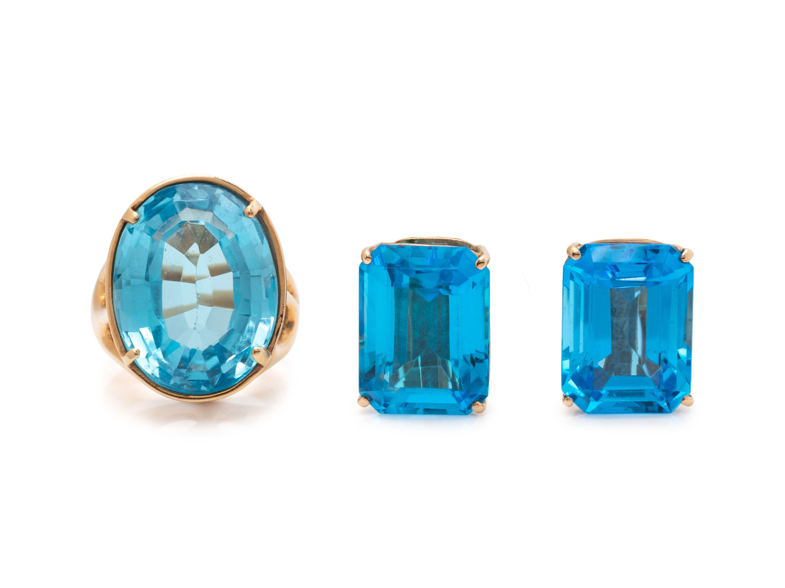 Appraisal: COLLECTION OF BLUE TOPAZ JEWELRY Consisting of a pair of