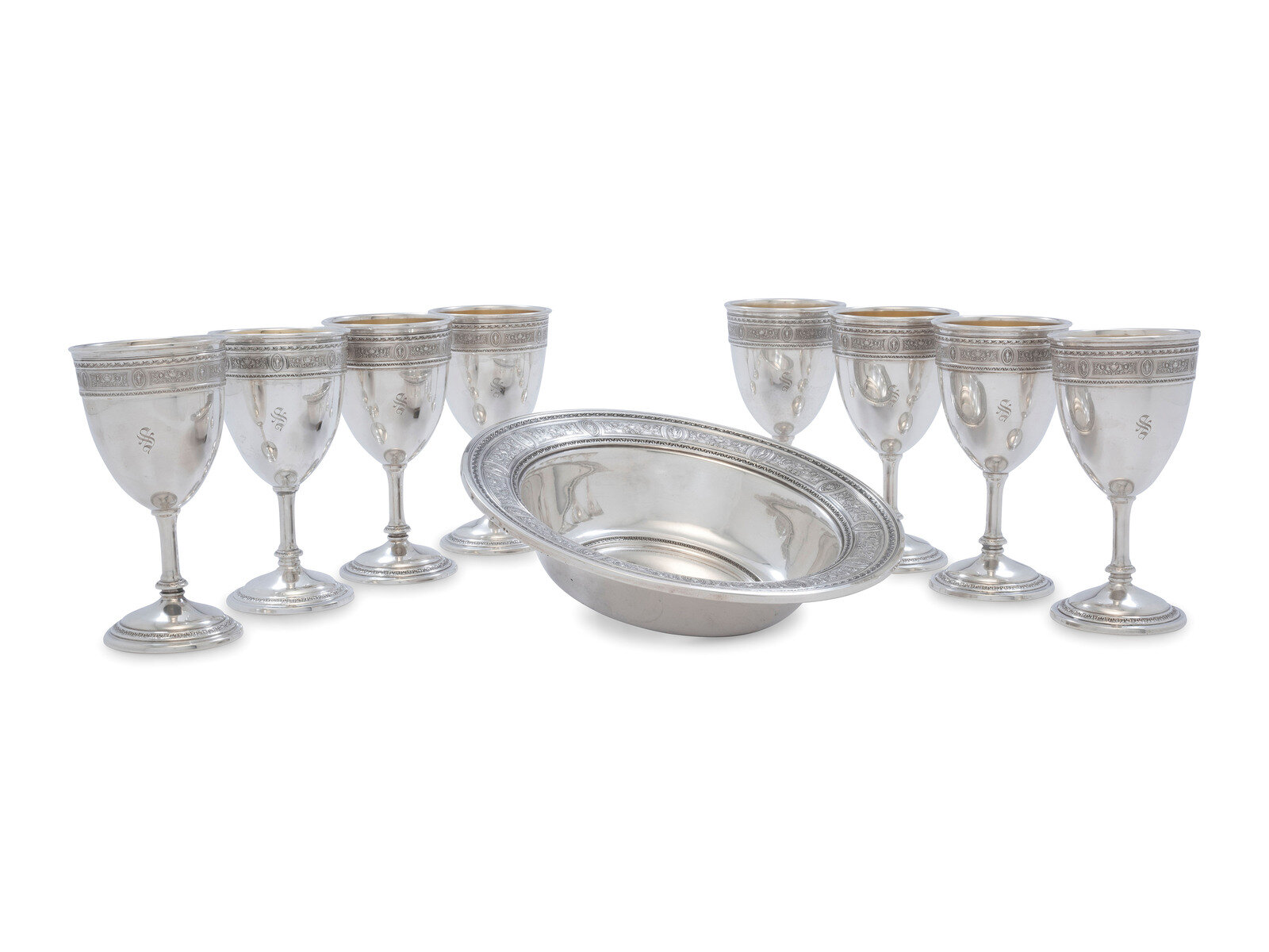 Appraisal: A Set of Eight American Silver Goblets and a Matching