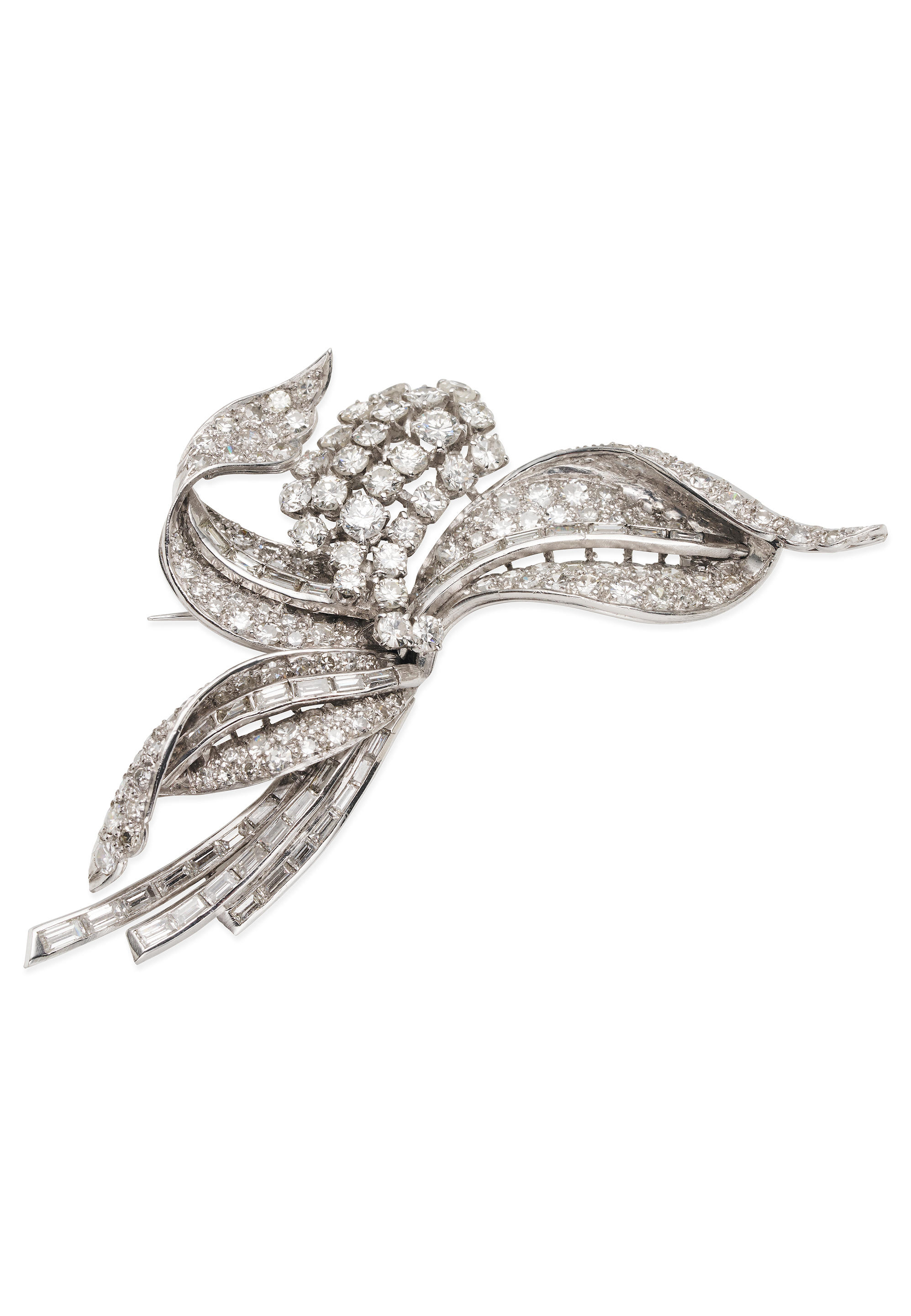 Appraisal: DIAMOND SPRAY BROOCH set throughout with round brilliant single and