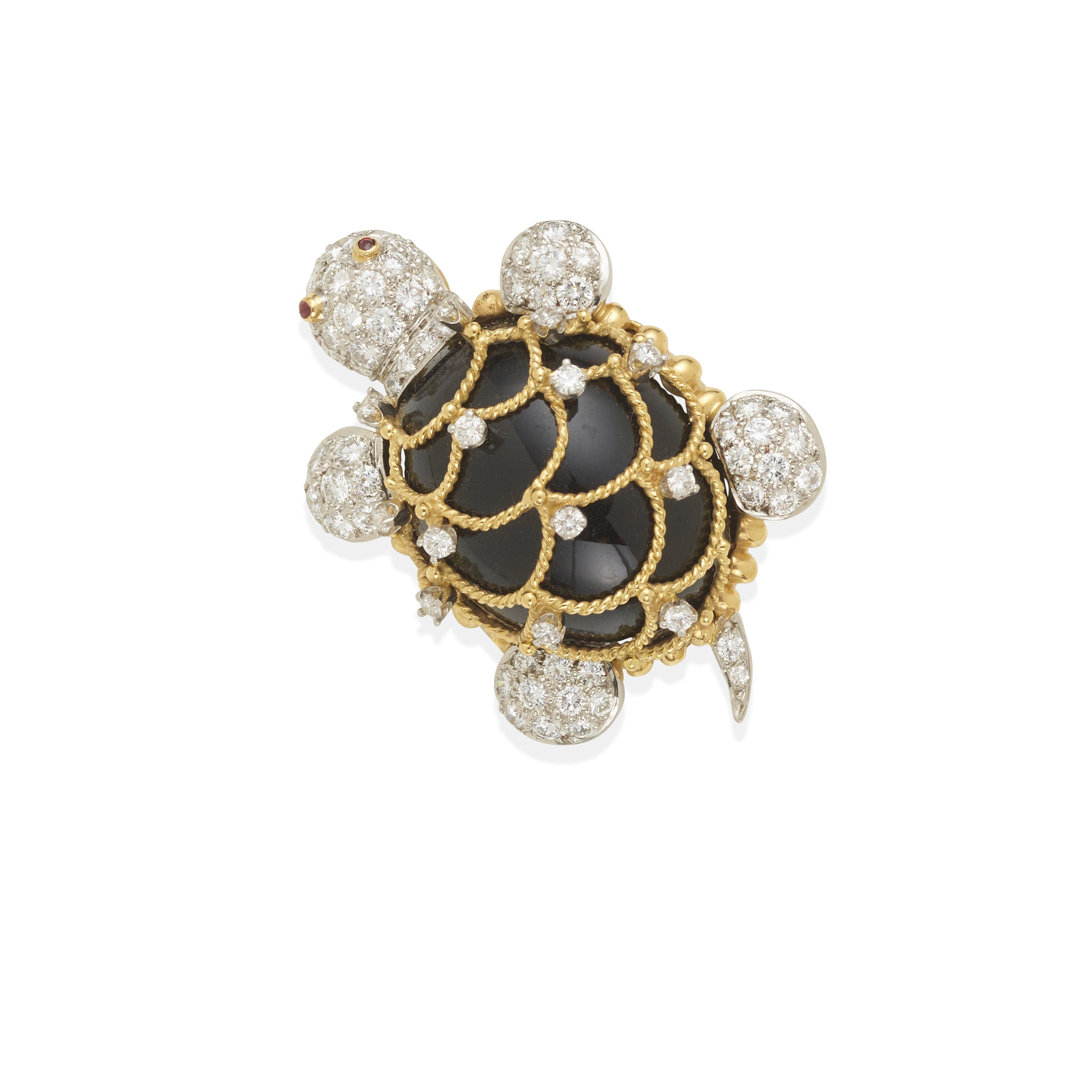 Appraisal: HAMMERMAN BROTHERS AN K GOLD PLATINUM ONYX AND DIAMOND TURTLE