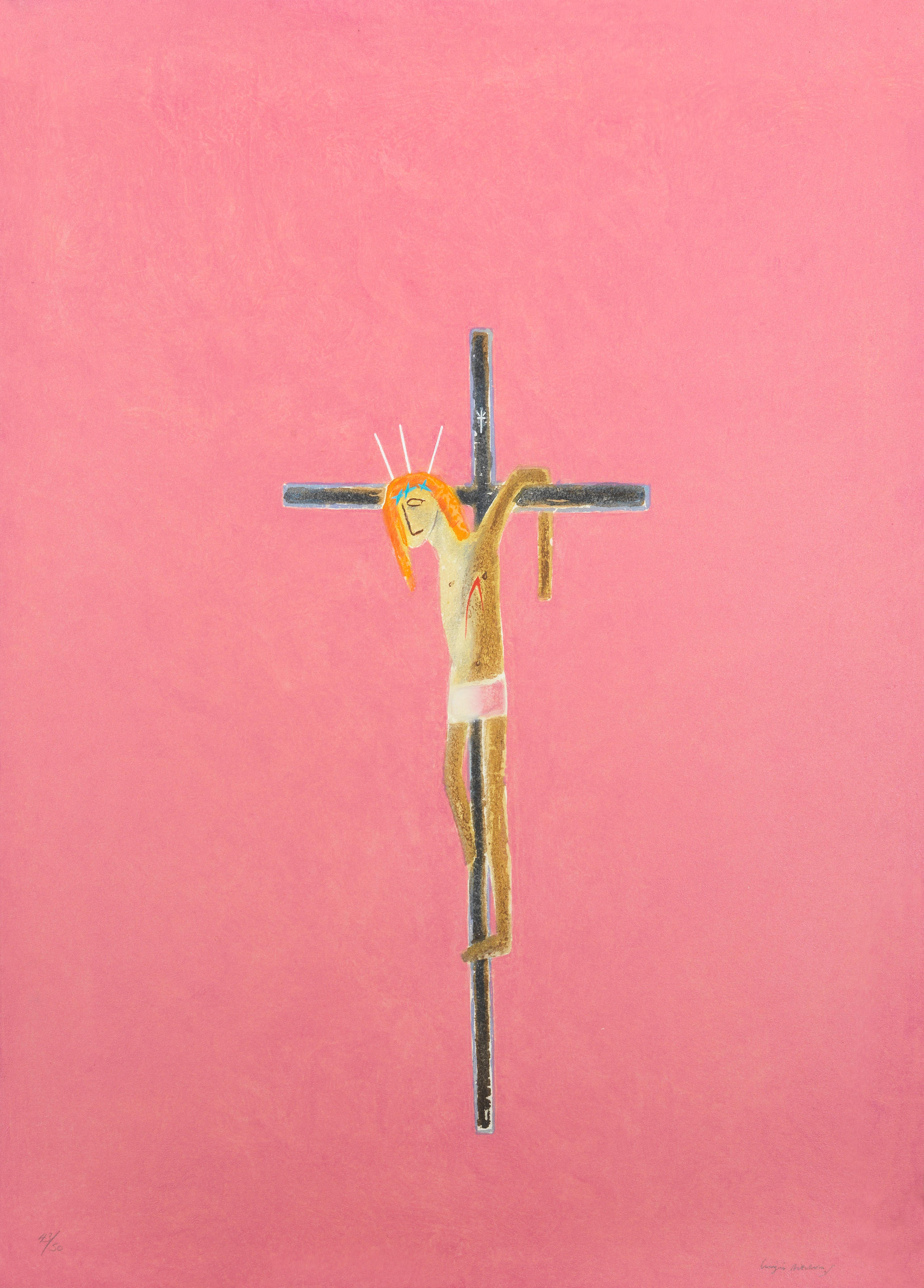 Appraisal: CRAIGIE AITCHISON BRITISH - Pink Crucifixion Peck Etching in colours