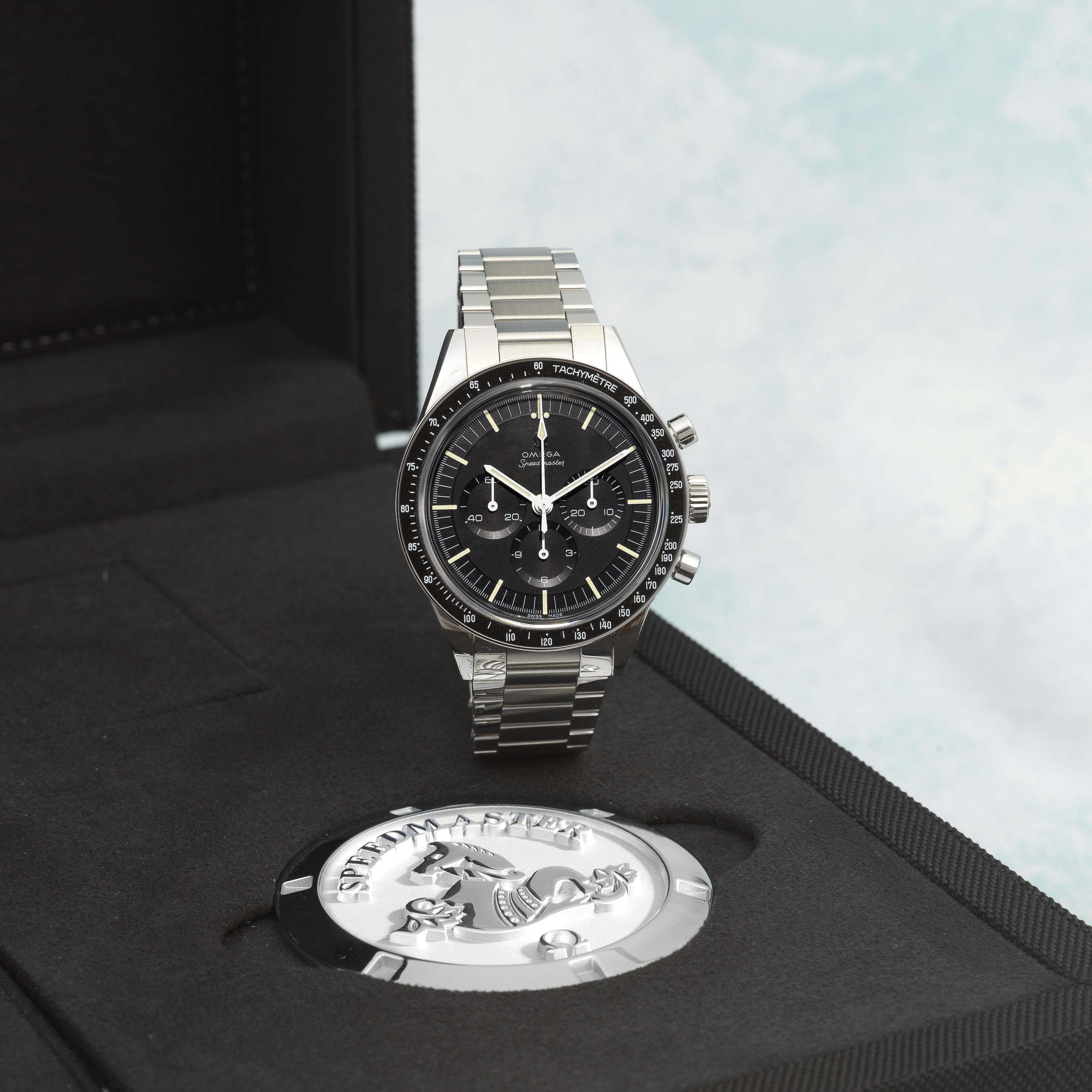 Appraisal: OMEGA A STAINLESS STEEL MANUAL WIND CHRONOGRAPH BRACELET WATCH Model