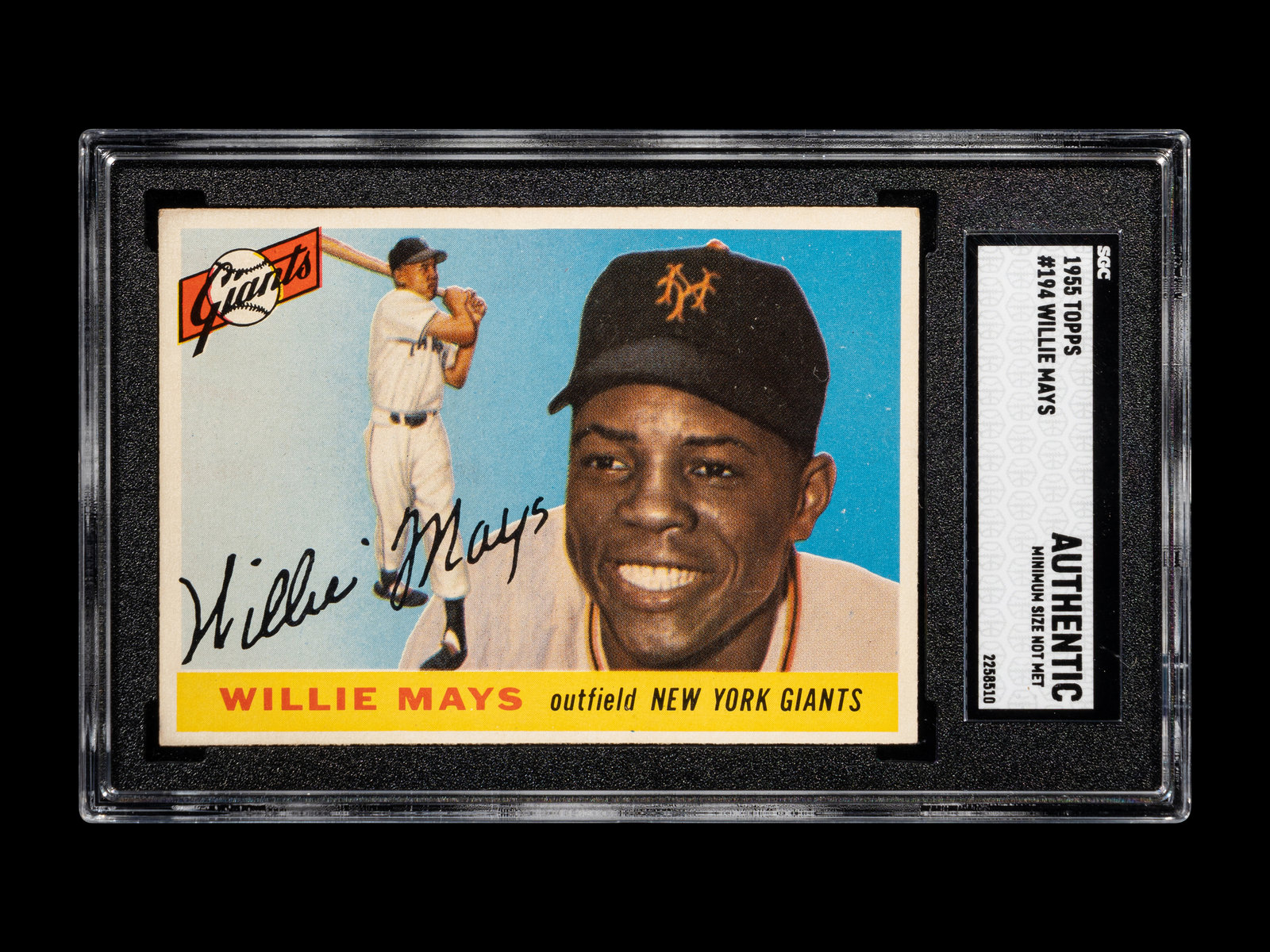 Appraisal: A Topps Willie Mays Baseball Card No SGC Authentic The