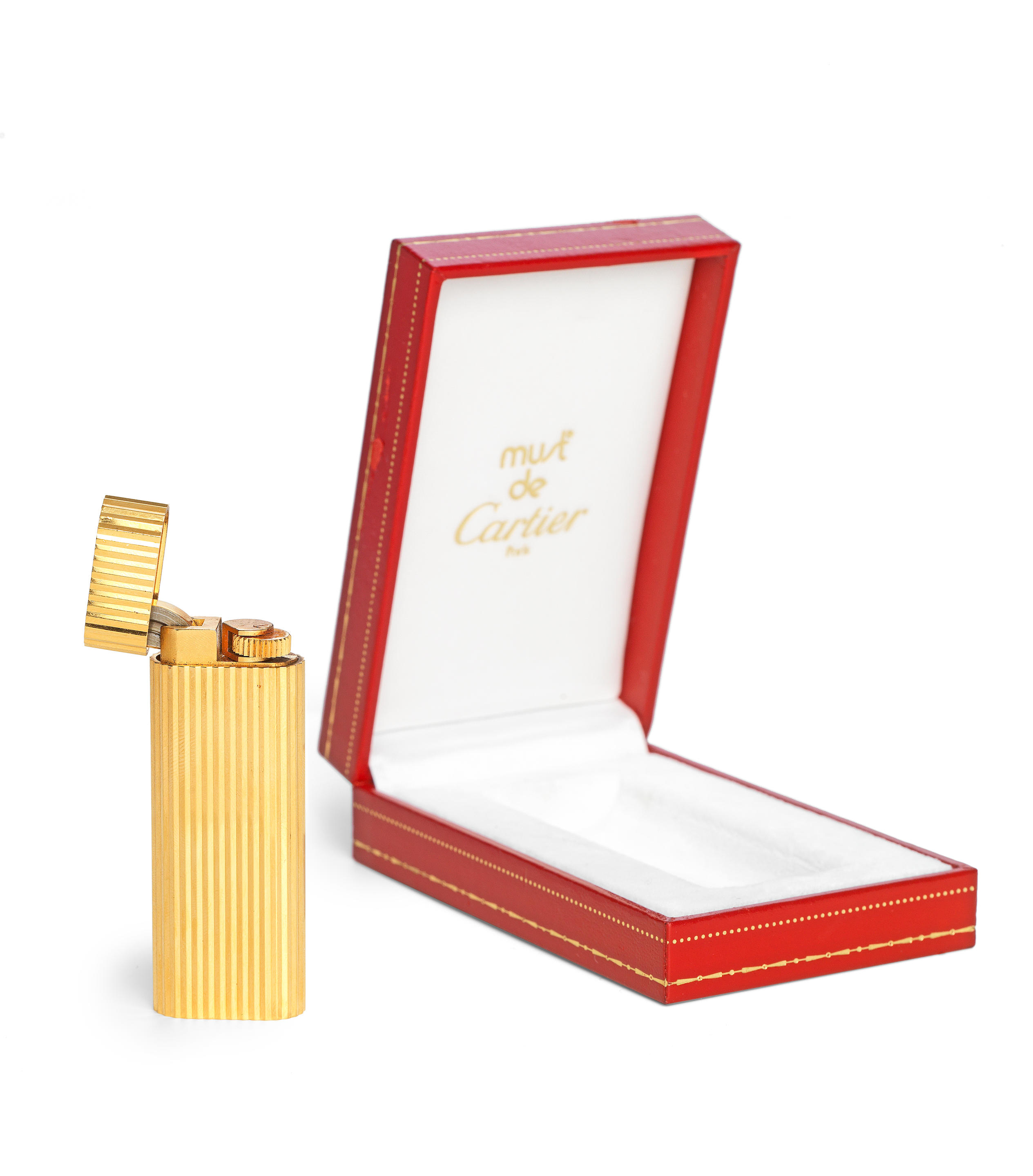 Appraisal: ATTRIBUTED TO CARTIER GOLD PLATED LIGHTER Of rectangular form with