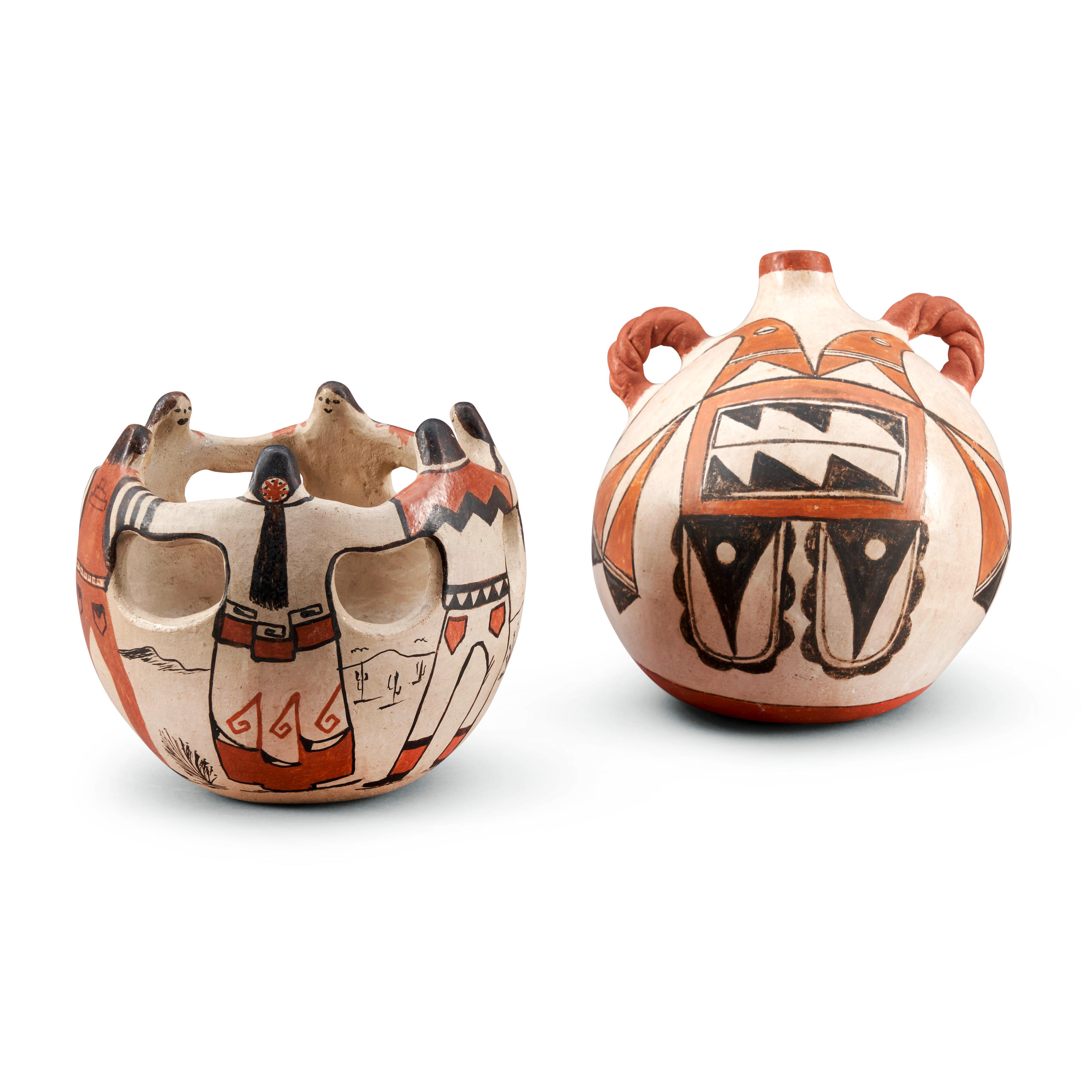 Appraisal: AN ACOMA CANTEEN AND PAPAGO FRIENDSHIP JAR The canteen with