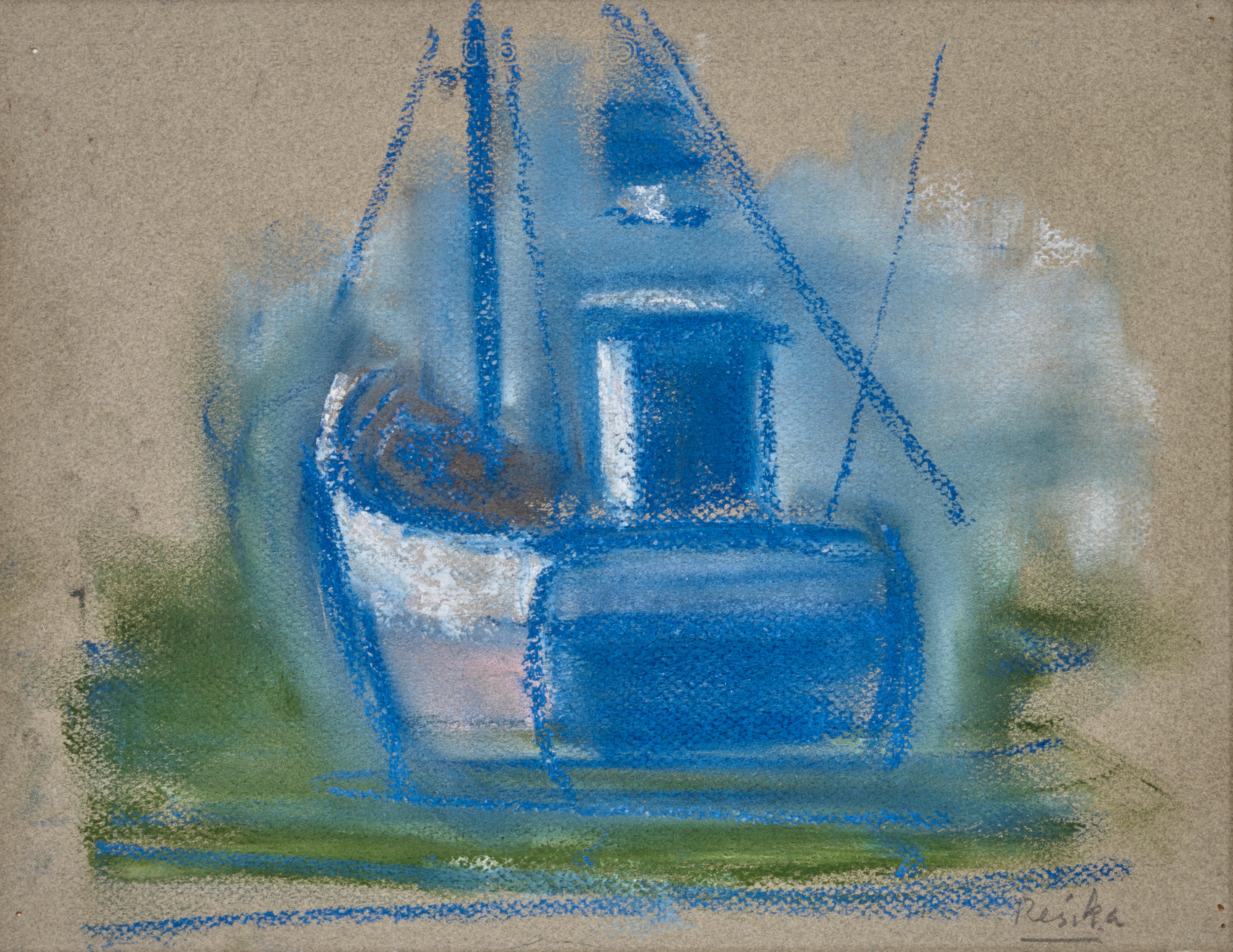 Appraisal: PAUL RESIKA BORN Blue Trawler signed 'Resika' lower right pastel