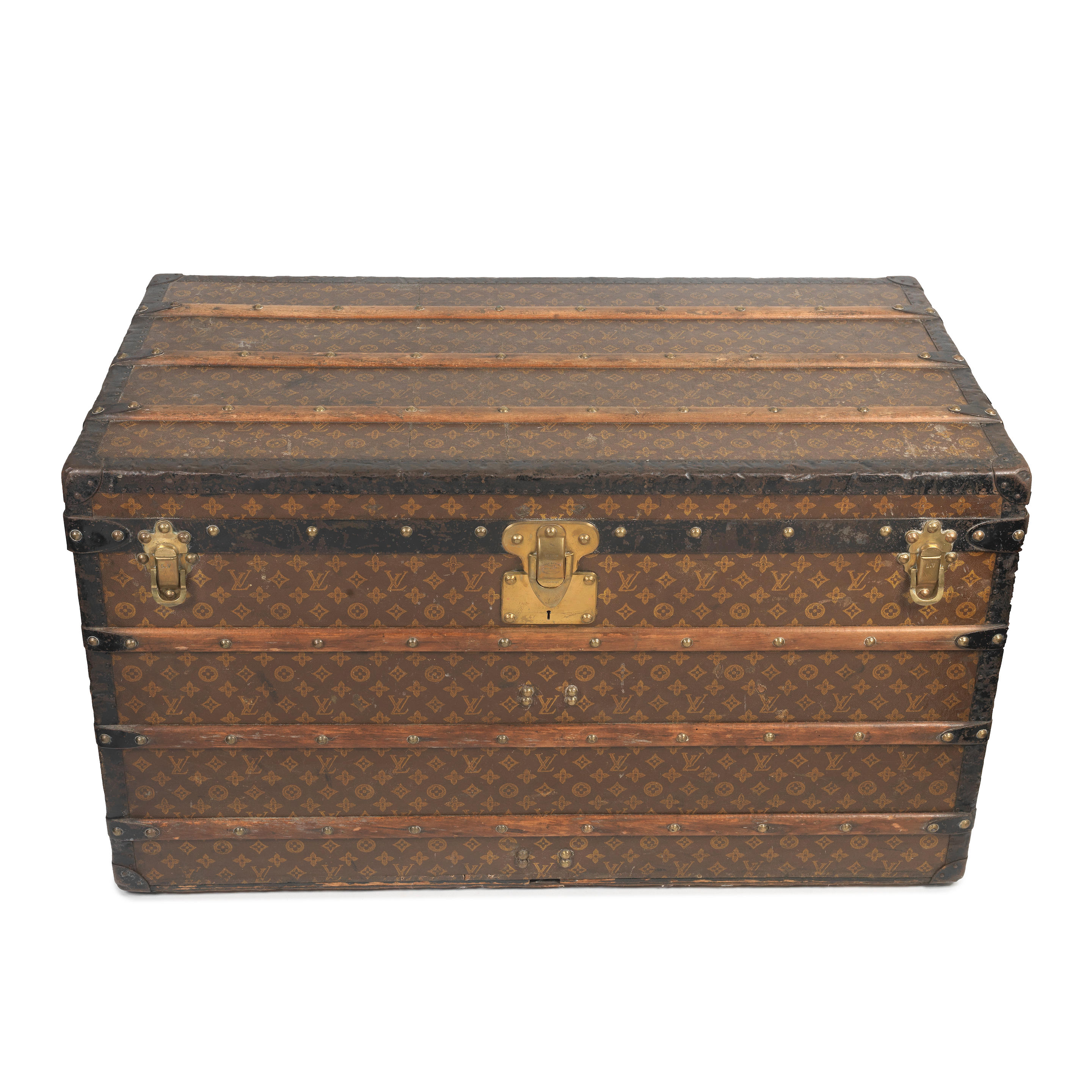 Appraisal: LOUIS VUITTON A LARGE MONOGRAM STEAMER TRUNK c Monogram canvas