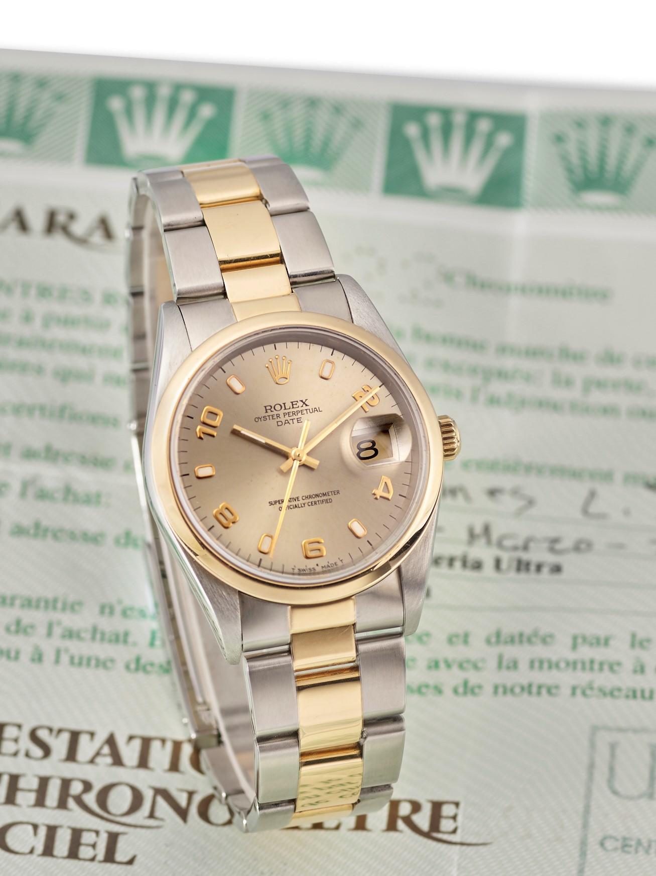 Appraisal: ROLEX OYSTER DATE REF A STAINLESS STEEL AND YELLOW GOLD