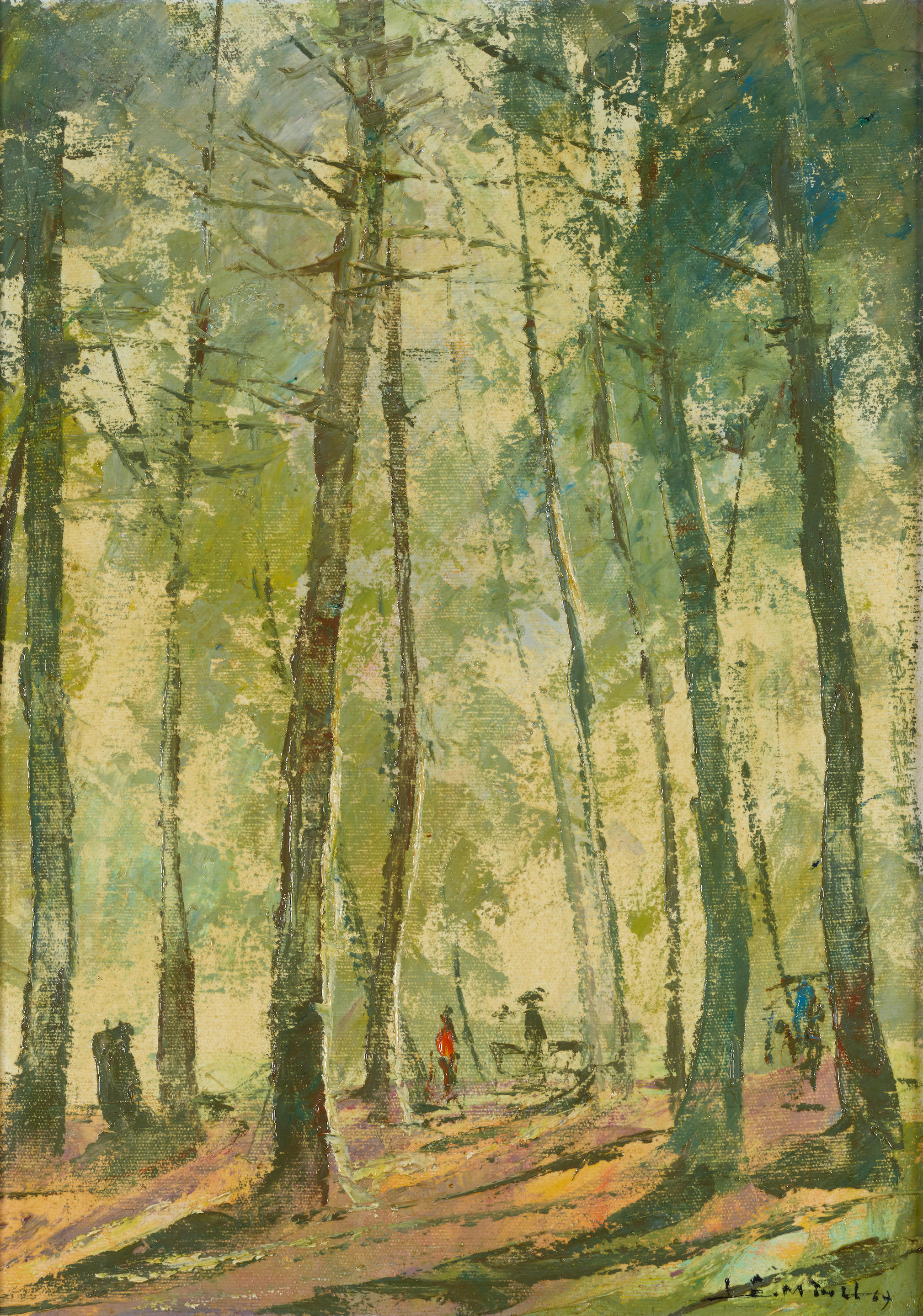 Appraisal: LE MINH VIETNAMESE BORN Figures in a Forest signed and