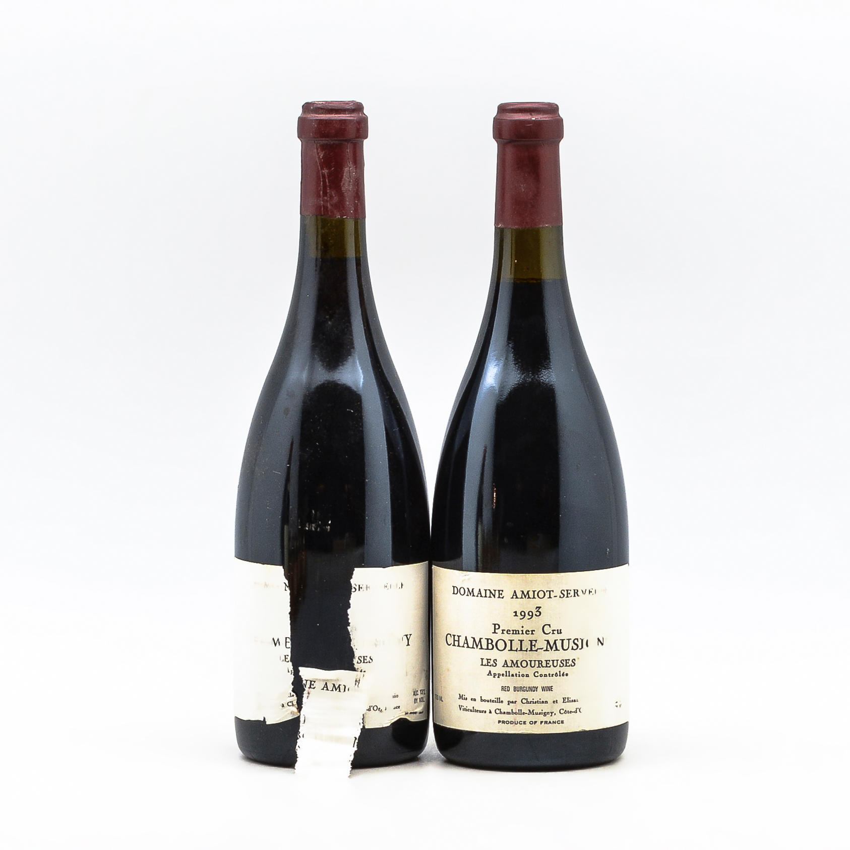 Appraisal: MIXED AMIOT SERVELLE CHAMBOLLE MUSIGNY LES AMOUREUSES BOTTLES Mixed Amiot