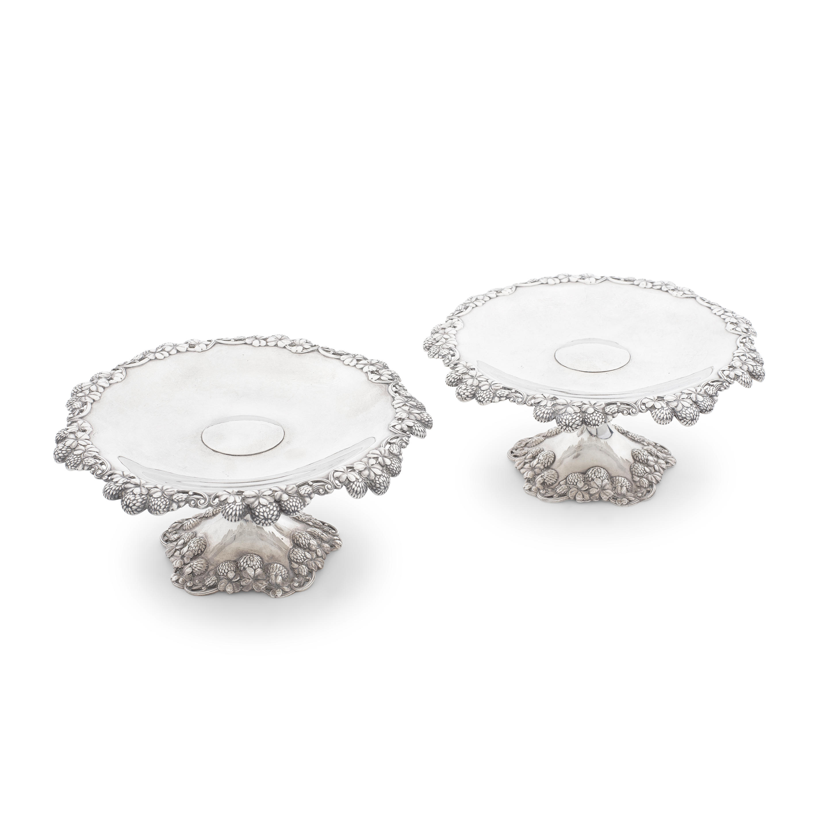 Appraisal: A PAIR OF AMERICAN SILVER 'CLOVER' PATTERN DISHES Tiffany Co