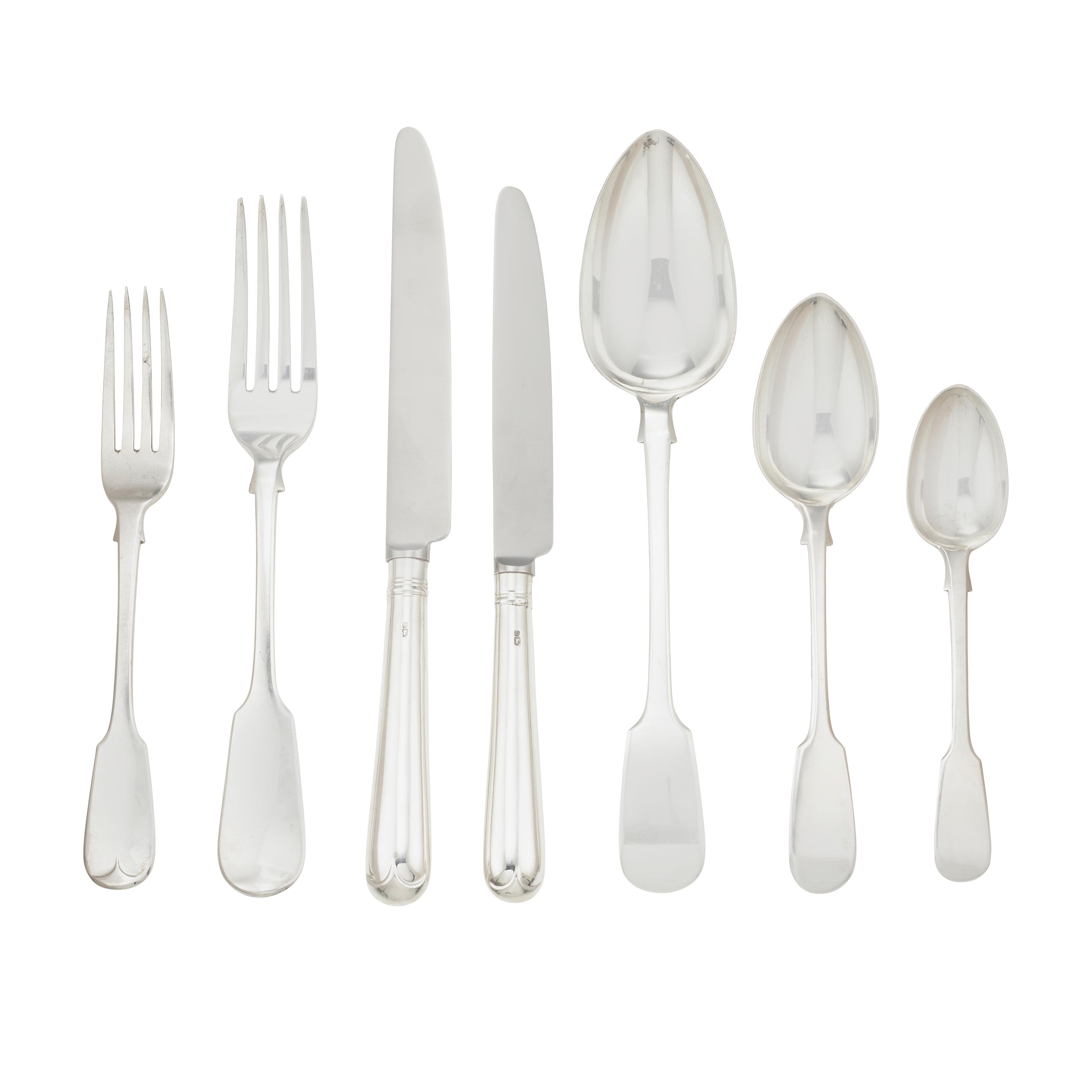 Appraisal: AN ASSEMBLED ENGLISH SILVER FLATWARE SERVICE FOR TWELVE by various