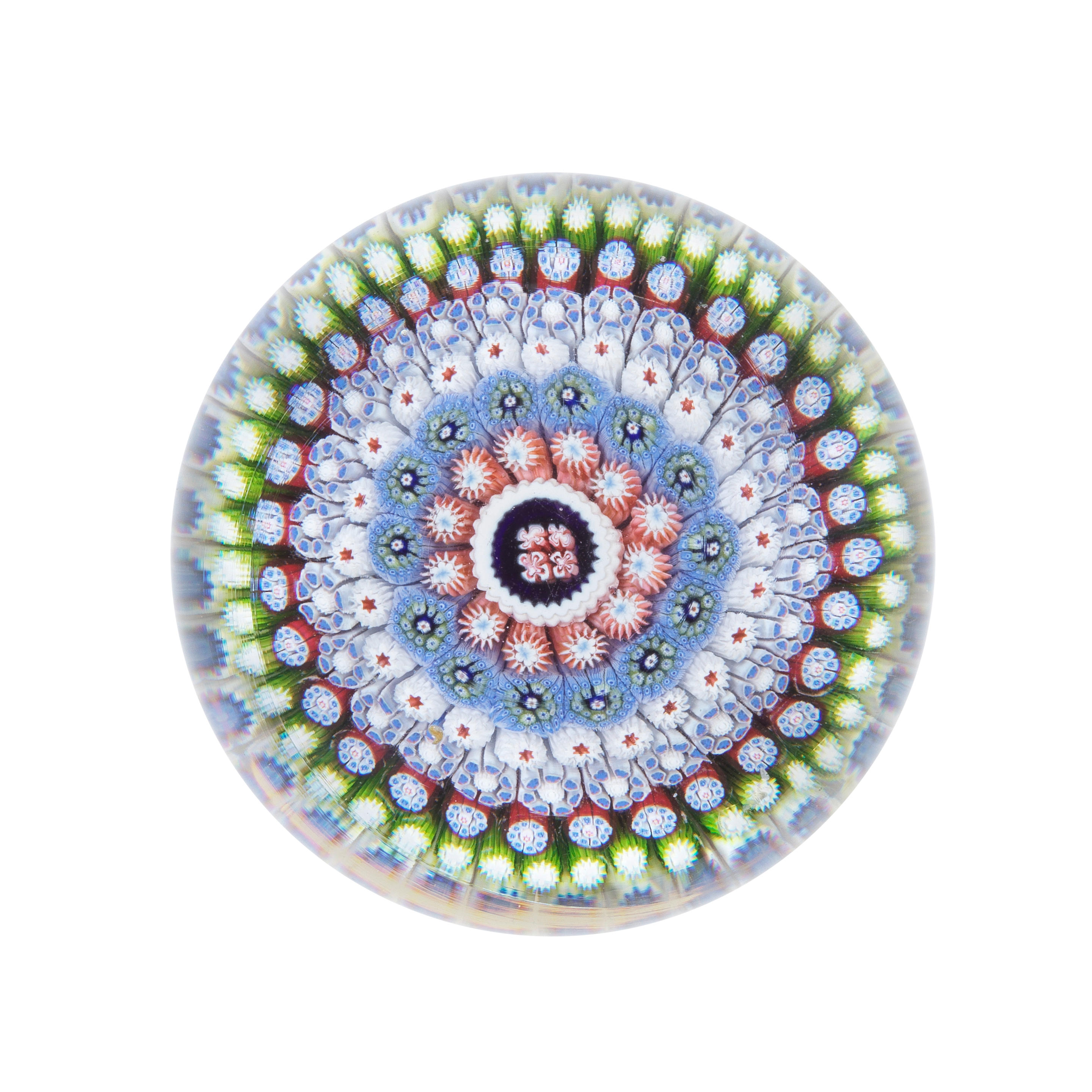 Appraisal: A ST LOUIS CONCENTRIC MILLEFIORI PAPERWEIGHT CIRCA The central blue