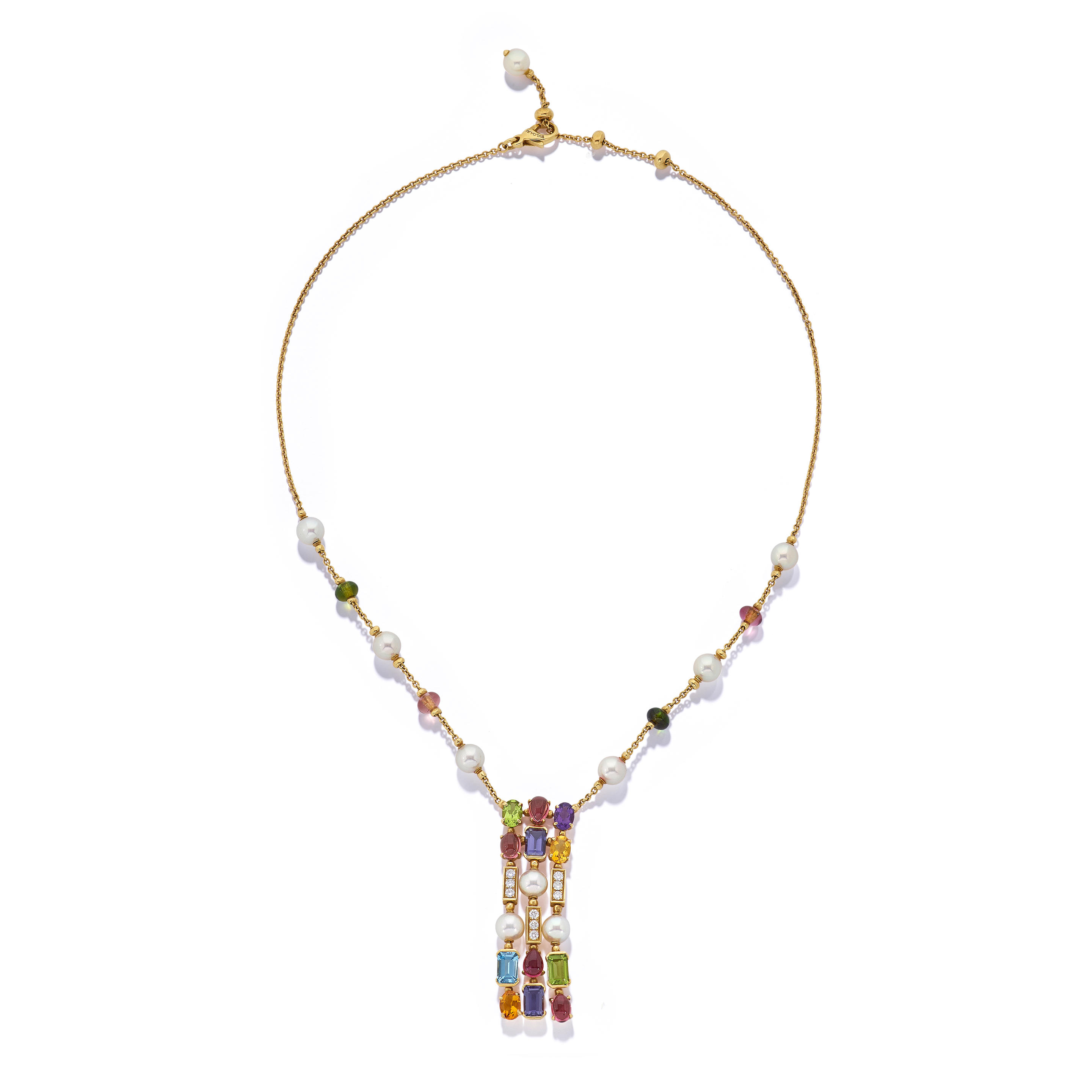 Appraisal: BULGARI GEM-SET CULTURED PEARL AND DIAMOND 'ALLEGRA' PENDANT NECKLACE Of