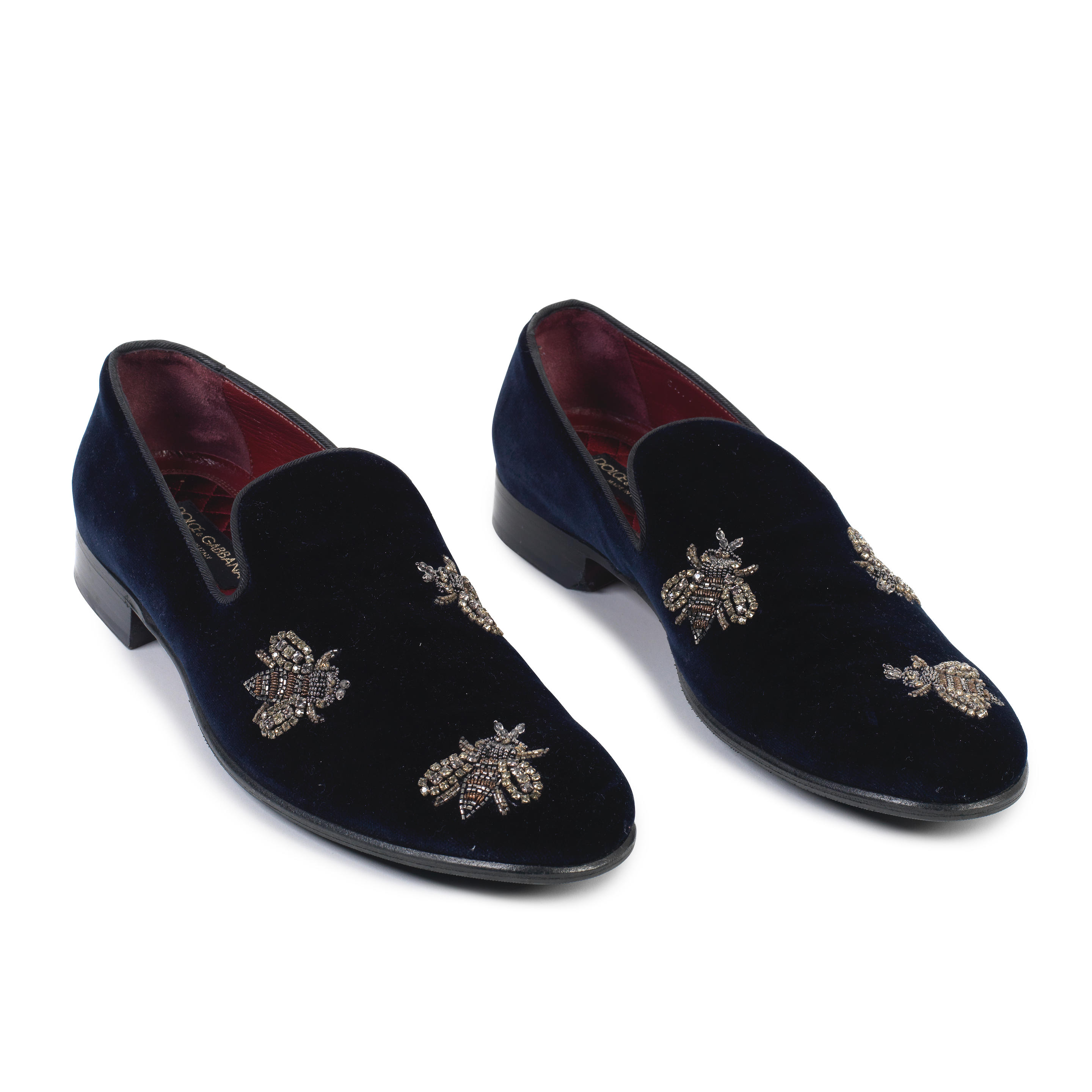 Appraisal: DOLCE AND GABBANA A PAIR OF MIDNIGHT BLUE VELVET BEE