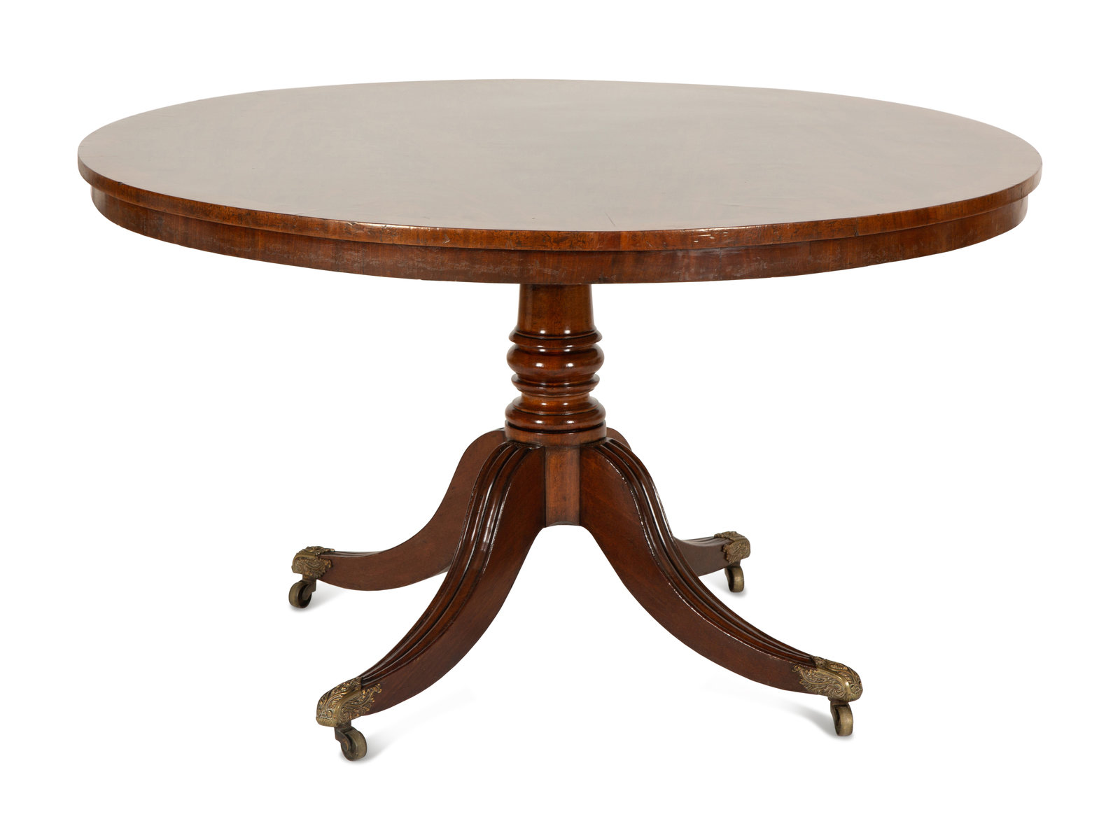 Appraisal: A Regency Figured Mahogany Crossbanded Center Table th Century Height