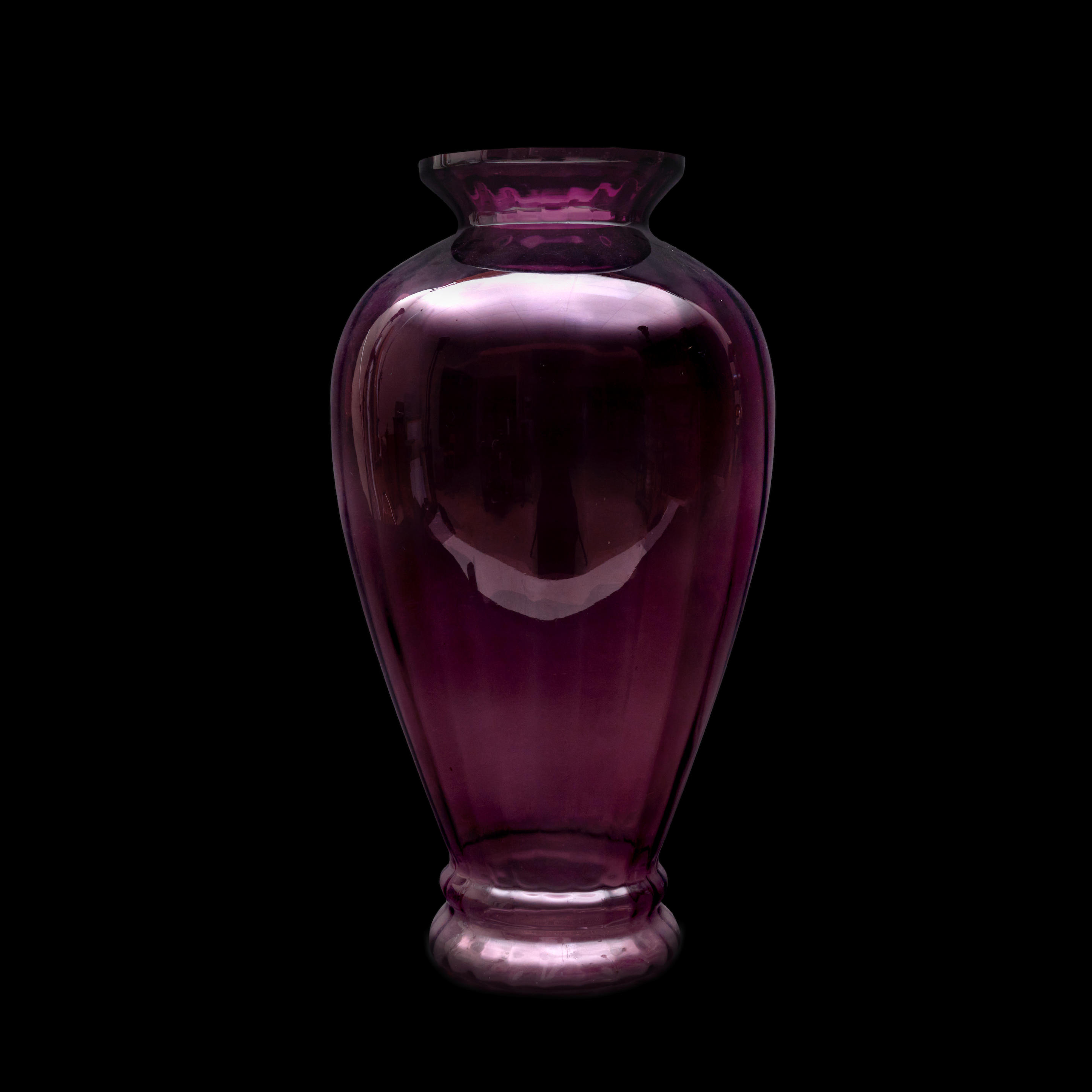 Appraisal: PURPLE AMETHYST GLASS RIBBED RIB PANEL FLOOR VASE possibly made