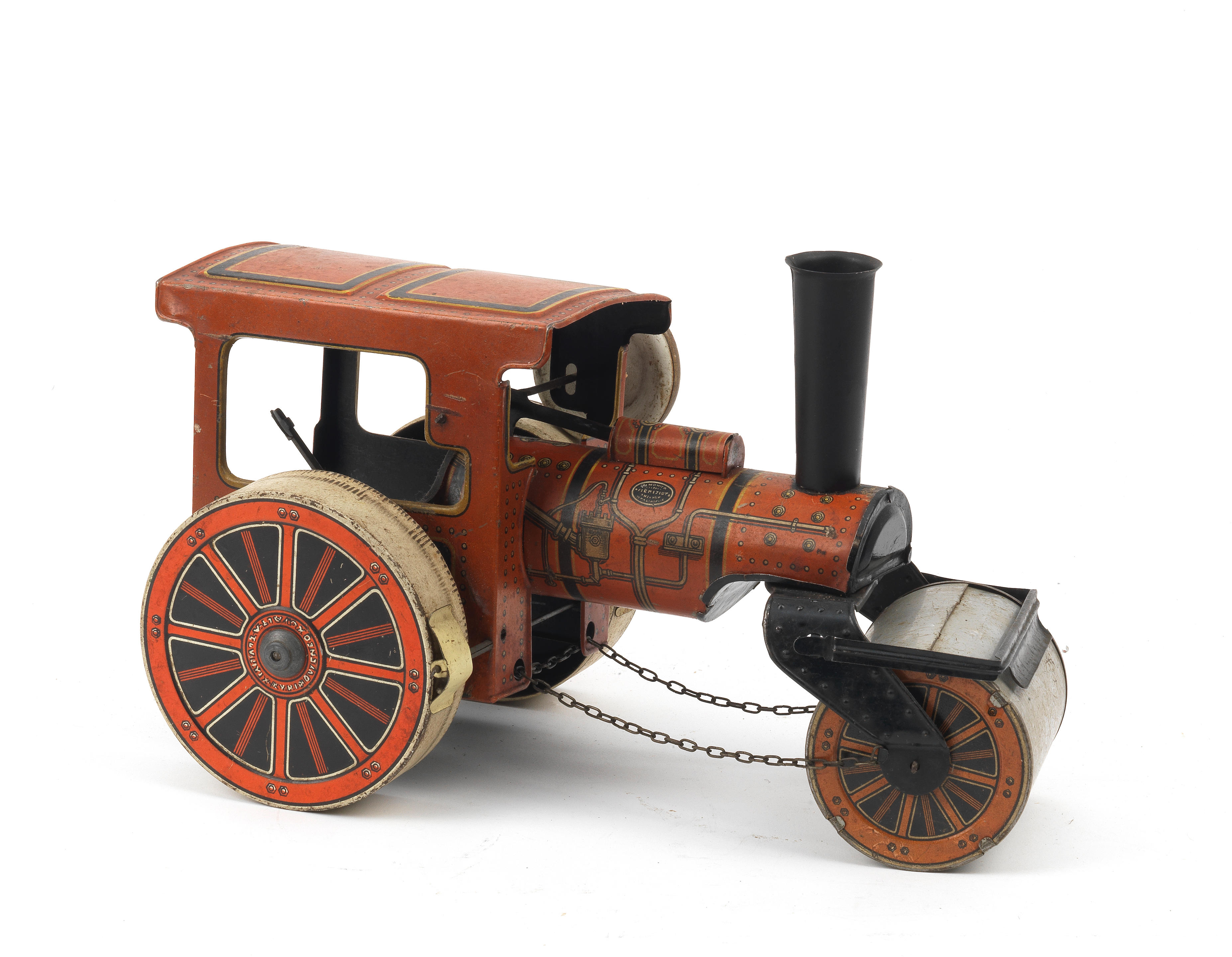 Appraisal: A TINPLATE CLOCKWORK STEAM ROLLER TOY GERMAN S lithographed main