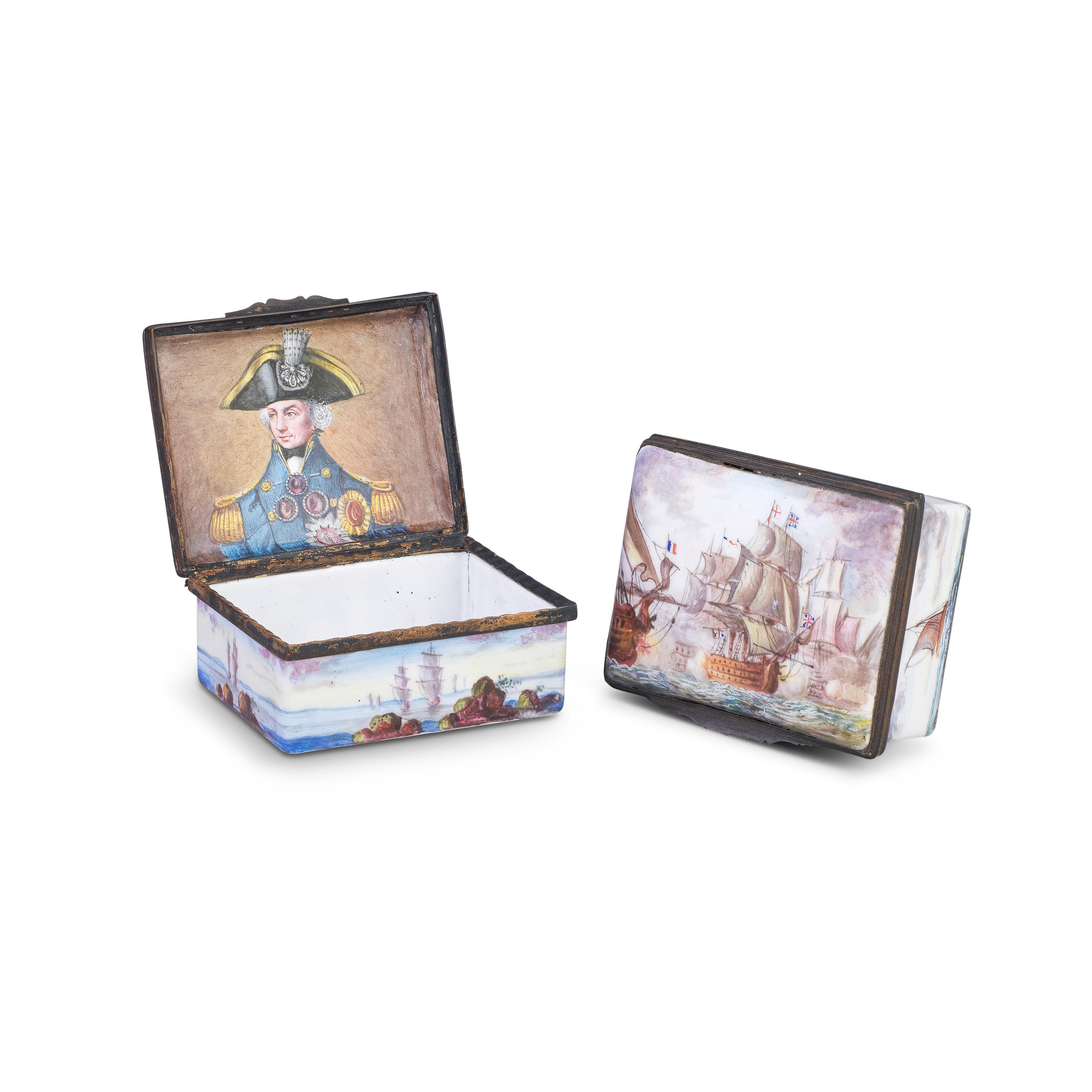 Appraisal: TWO LARGE SAMSON ENAMEL BOXES CIRCA The hinged covers fully