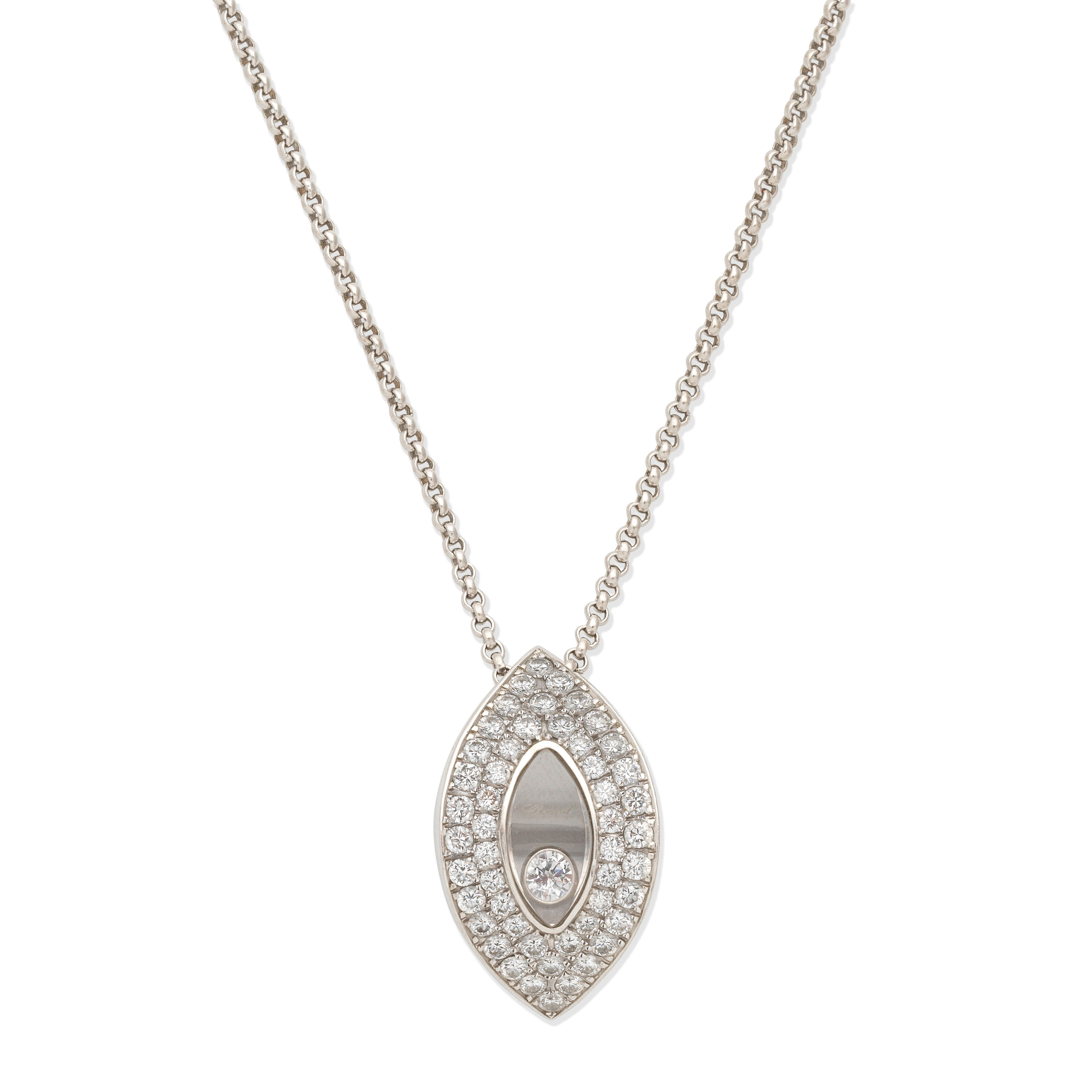 Appraisal: CHOPARD DIAMOND 'HAPPY DIAMONDS' PENDANT NECKLACE Brilliant-cut diamonds approx ct