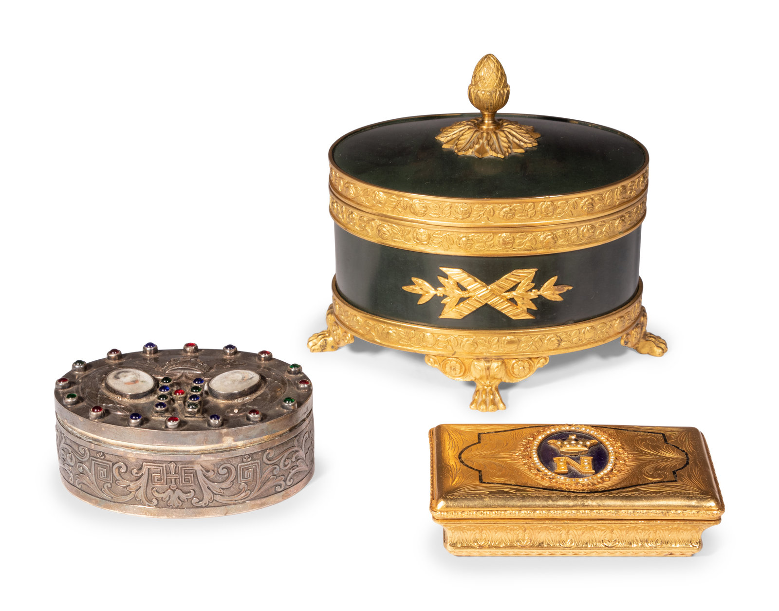 Appraisal: An English Silver Box an Italian Gilt Metal Box and