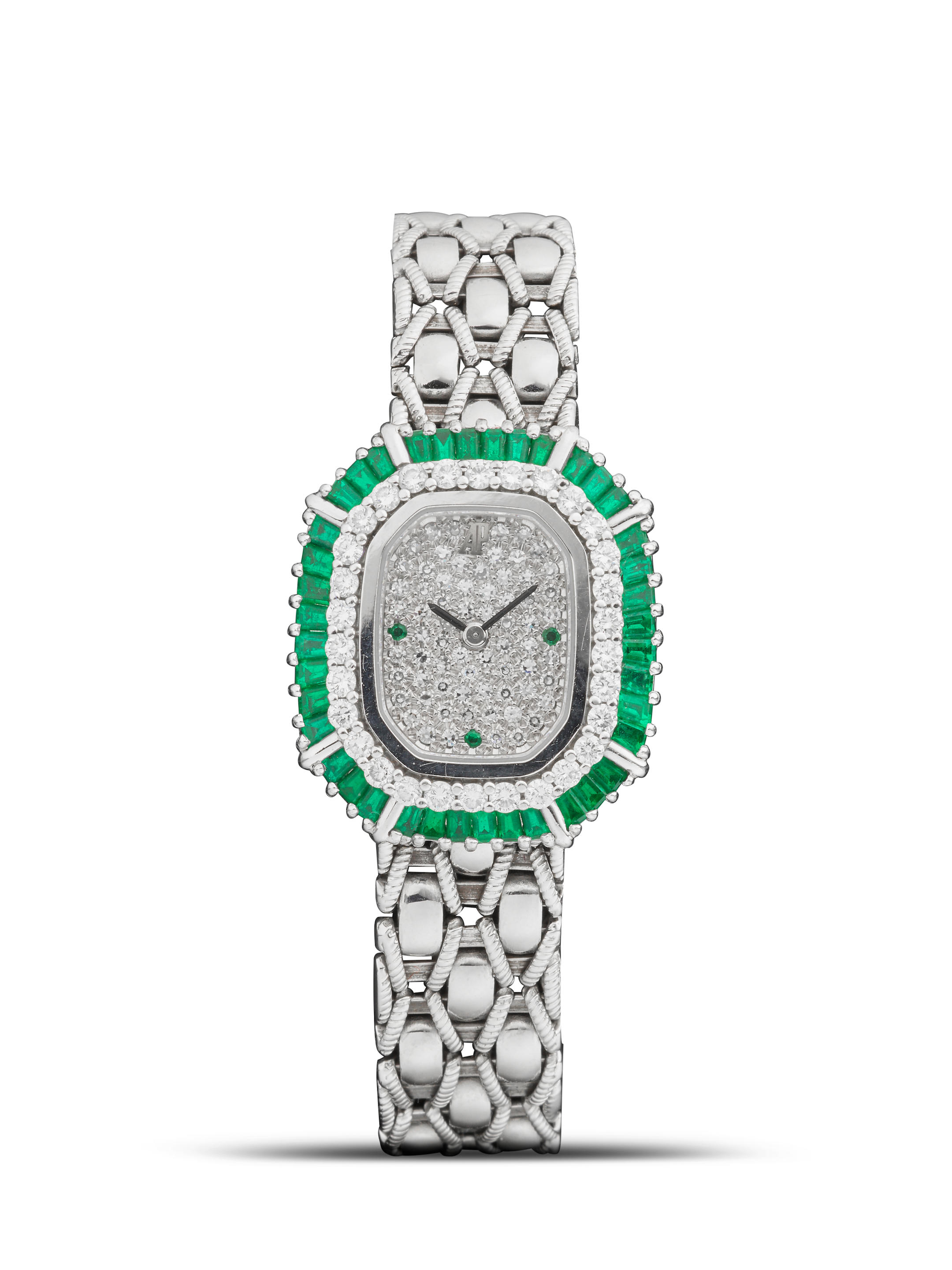 Appraisal: AUDEMARS PIGUET A FINE LADY WHITE GOLD EMERALD AND DIAMOND-SET