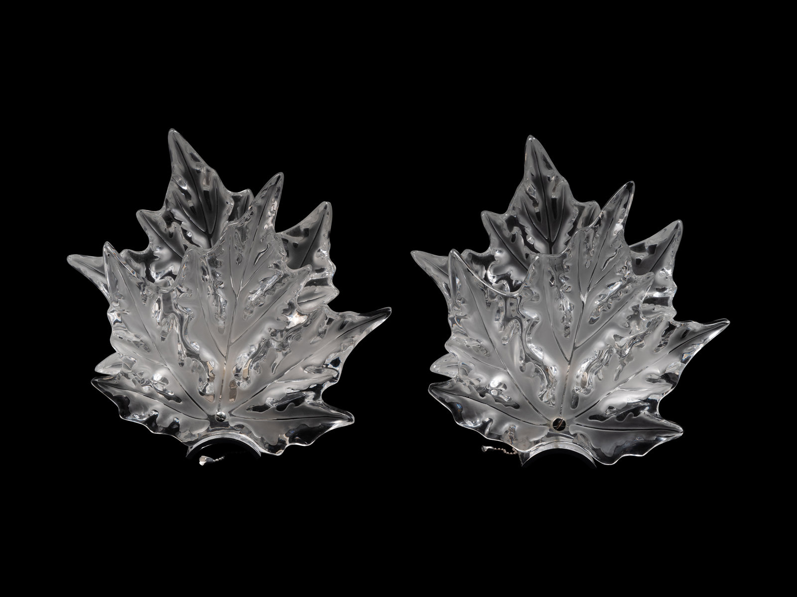 Appraisal: A Pair of Lalique Champs-Elysees Sconces with chrome-plated mounts each