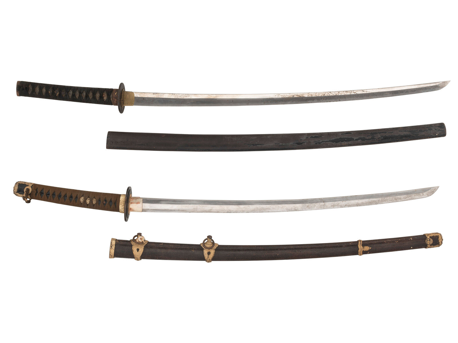 Appraisal: Two Japanese Swords WWII-era Japanese Kai Gunto - nagasa overall