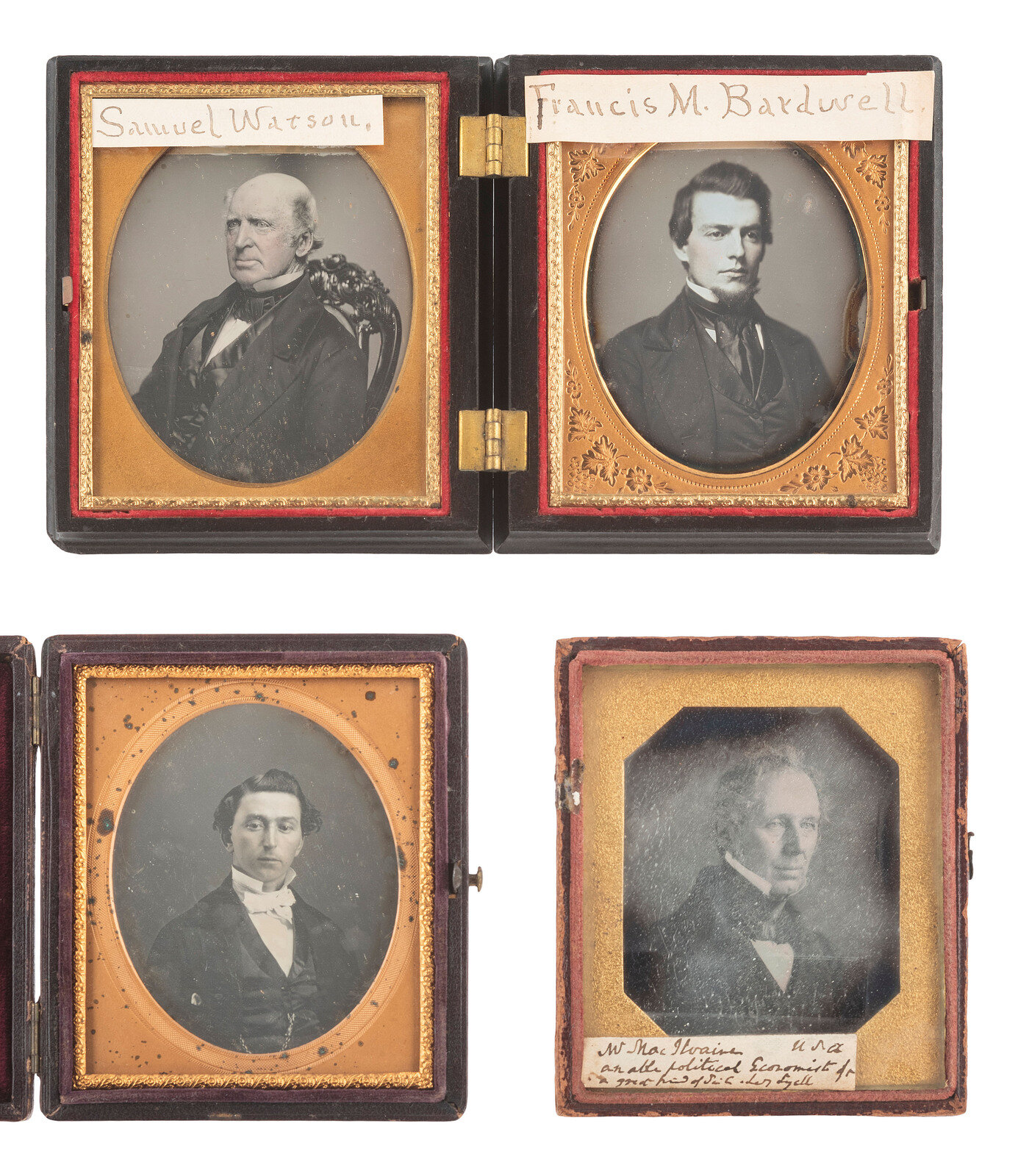 Appraisal: EARLY PHOTOGRAPHY sixth plate daguerreotypes featuring men of varying ages