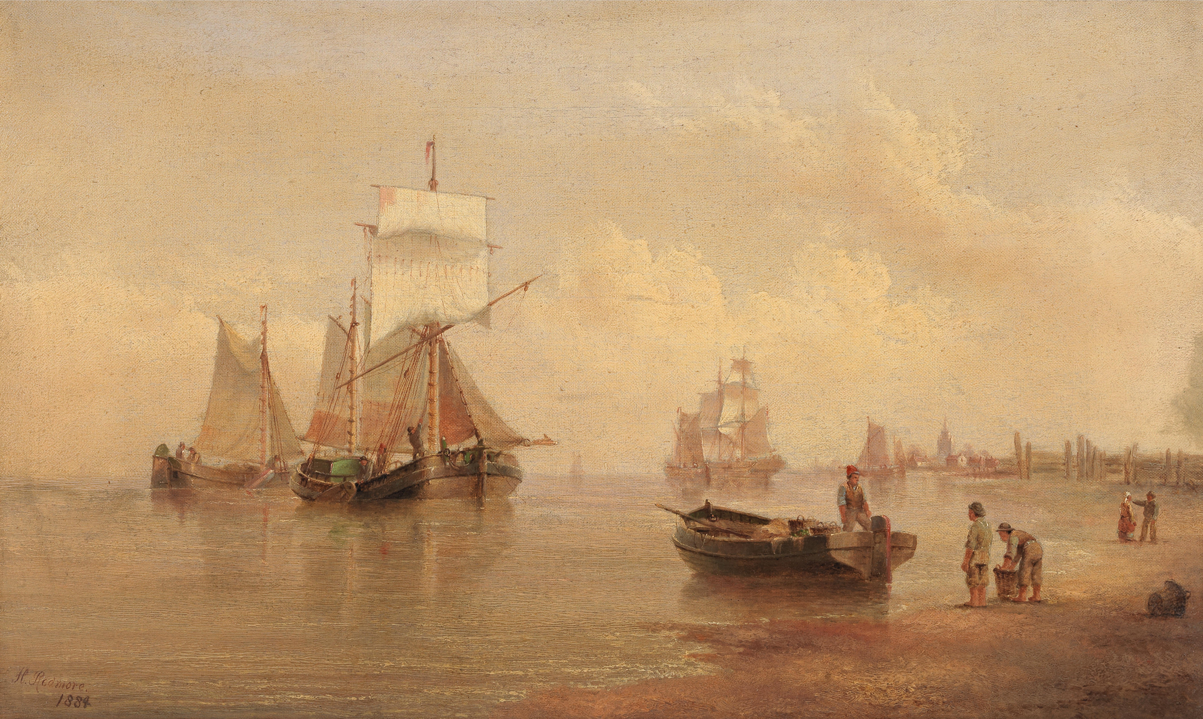 Appraisal: HENRY REDMORE BRITISH - Dutch shipping in a calm Dutch