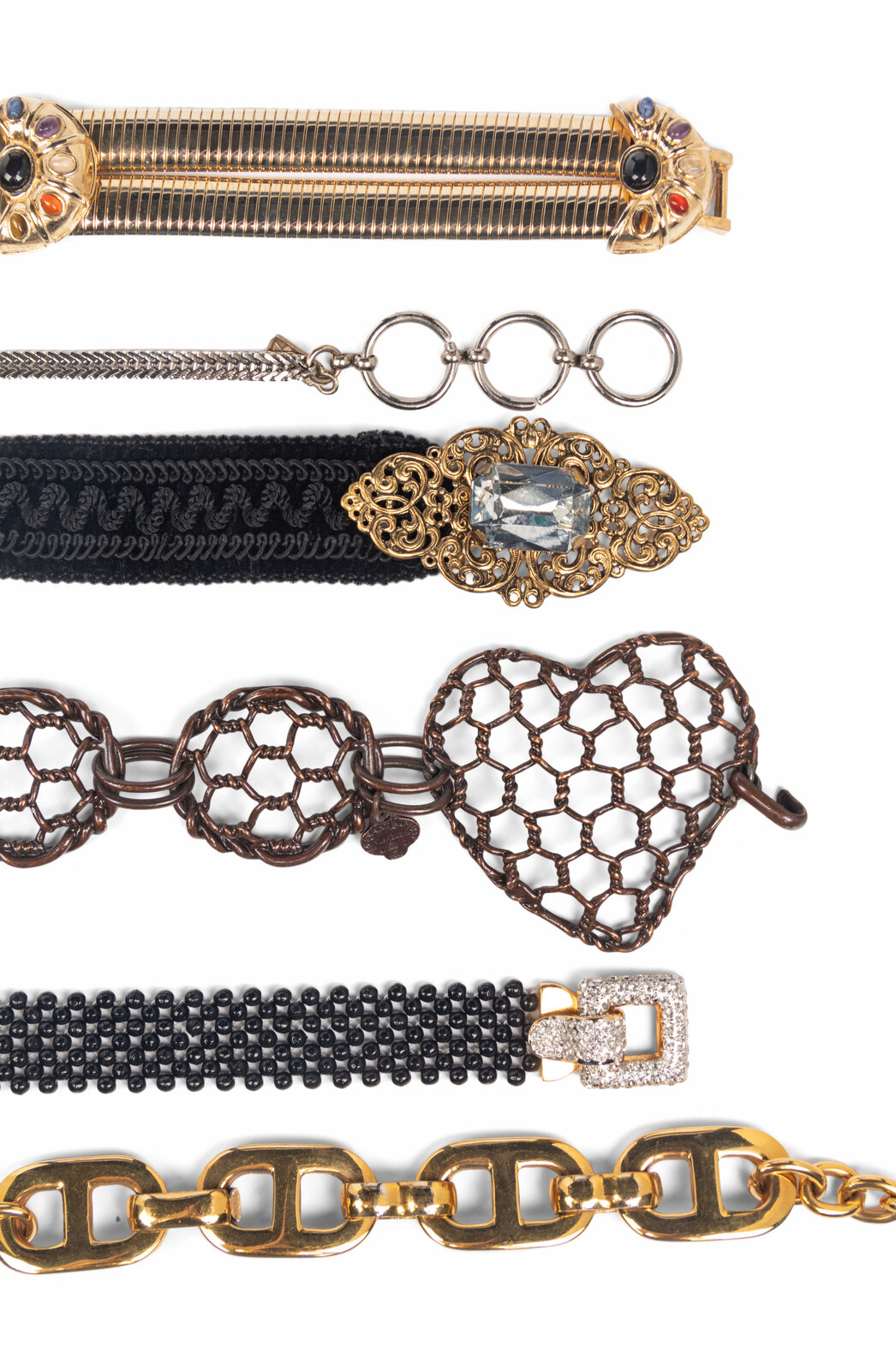 Appraisal: Six Designer Belts Including YSL Valentino and Celine THE FIRST