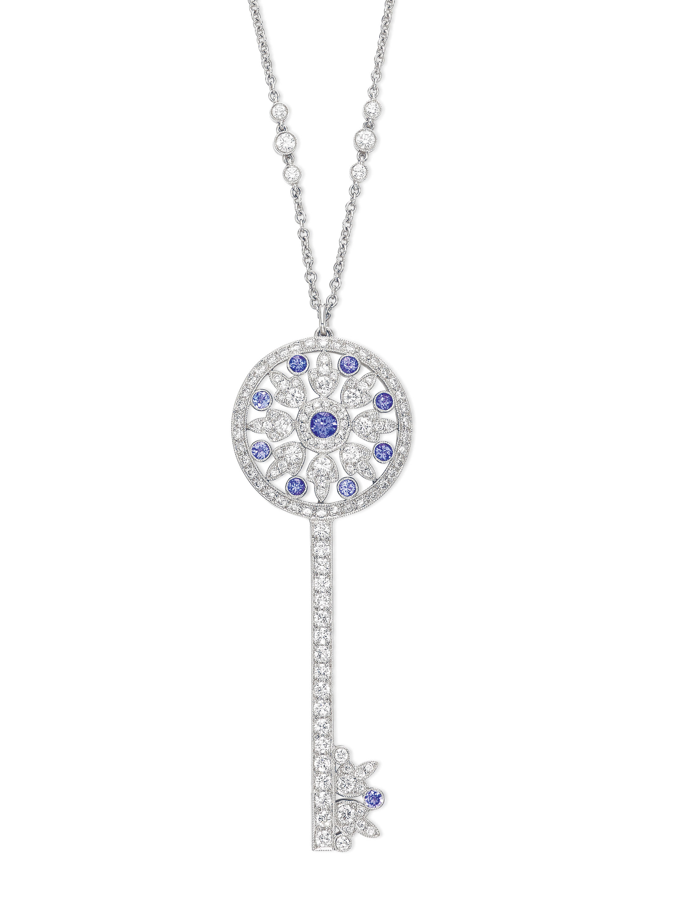 Appraisal: TIFFANY CO TANZANITE AND DIAMOND 'TIFFANY KEYS' PENDANT NECKLACE Designed