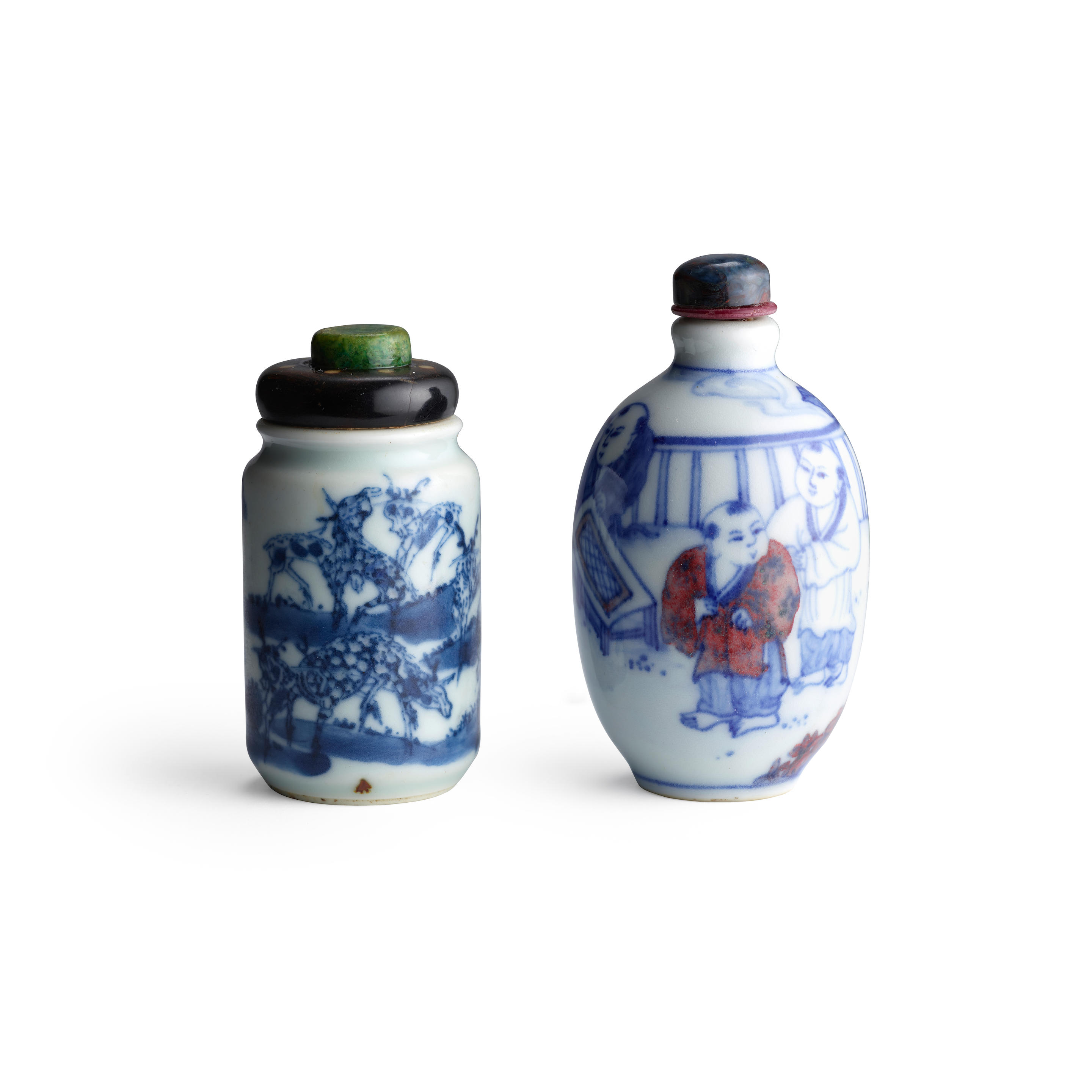 Appraisal: TWO BLUE AND WHITE BOTTLES ONE OF JARLET-TYPE THE OTHER