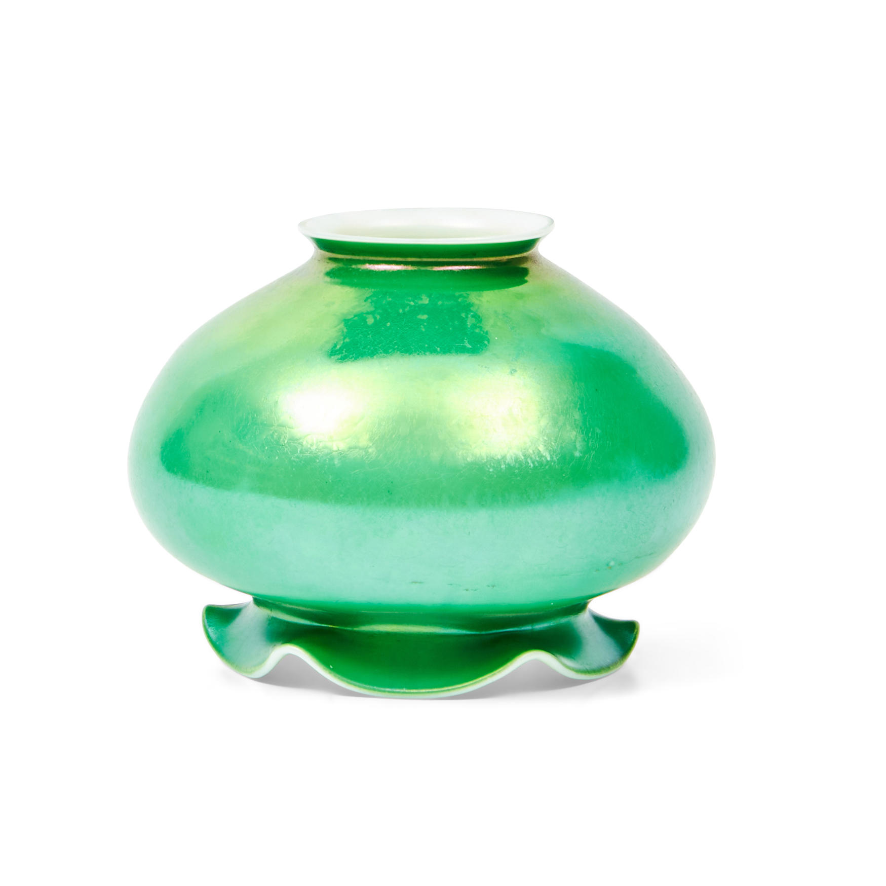 Appraisal: STEUBEN GREEN JADE OVER ALABASTER GLASS SHADE Corning New York