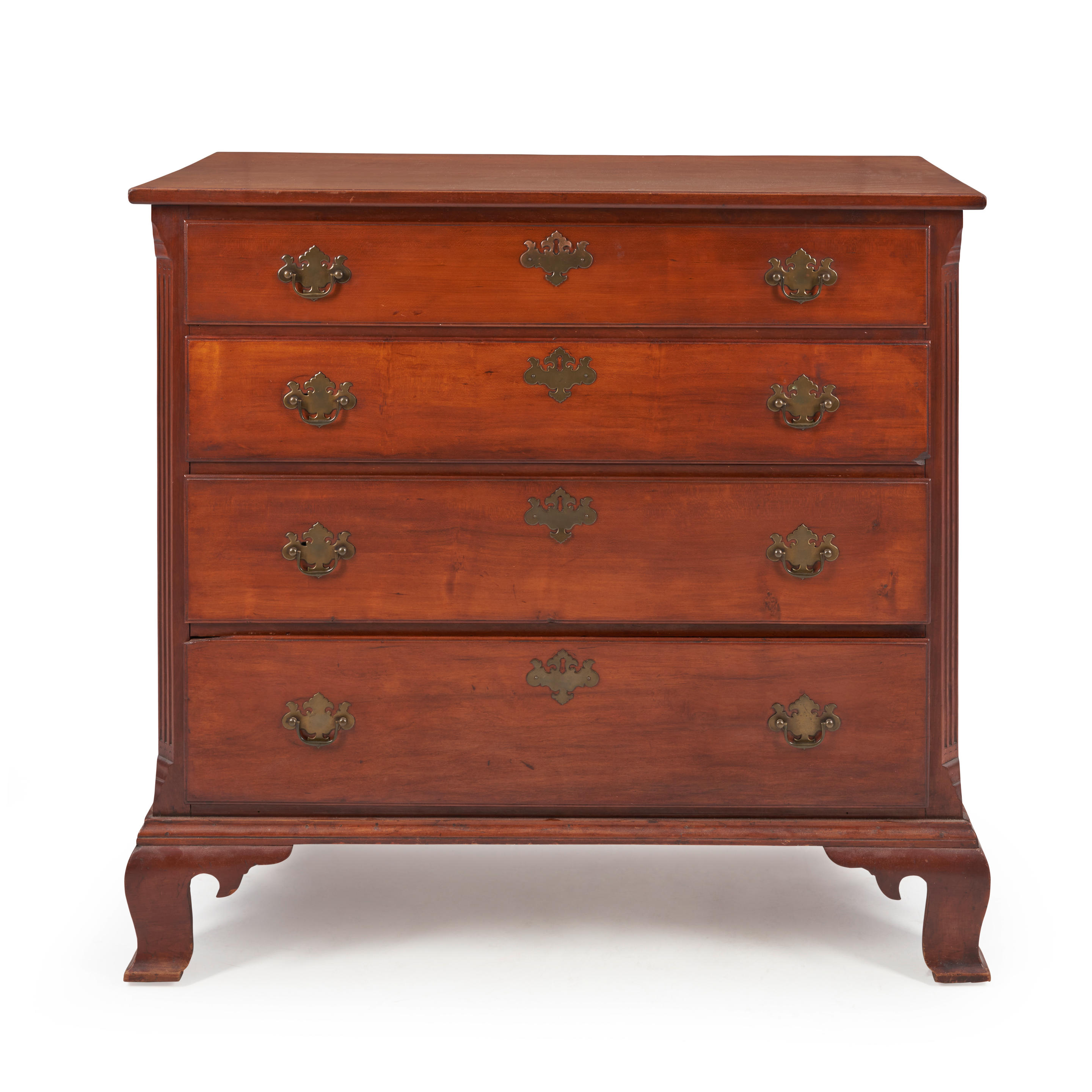 Appraisal: CHERRY CHEST OF DRAWERS America th century Two-board rectangular top