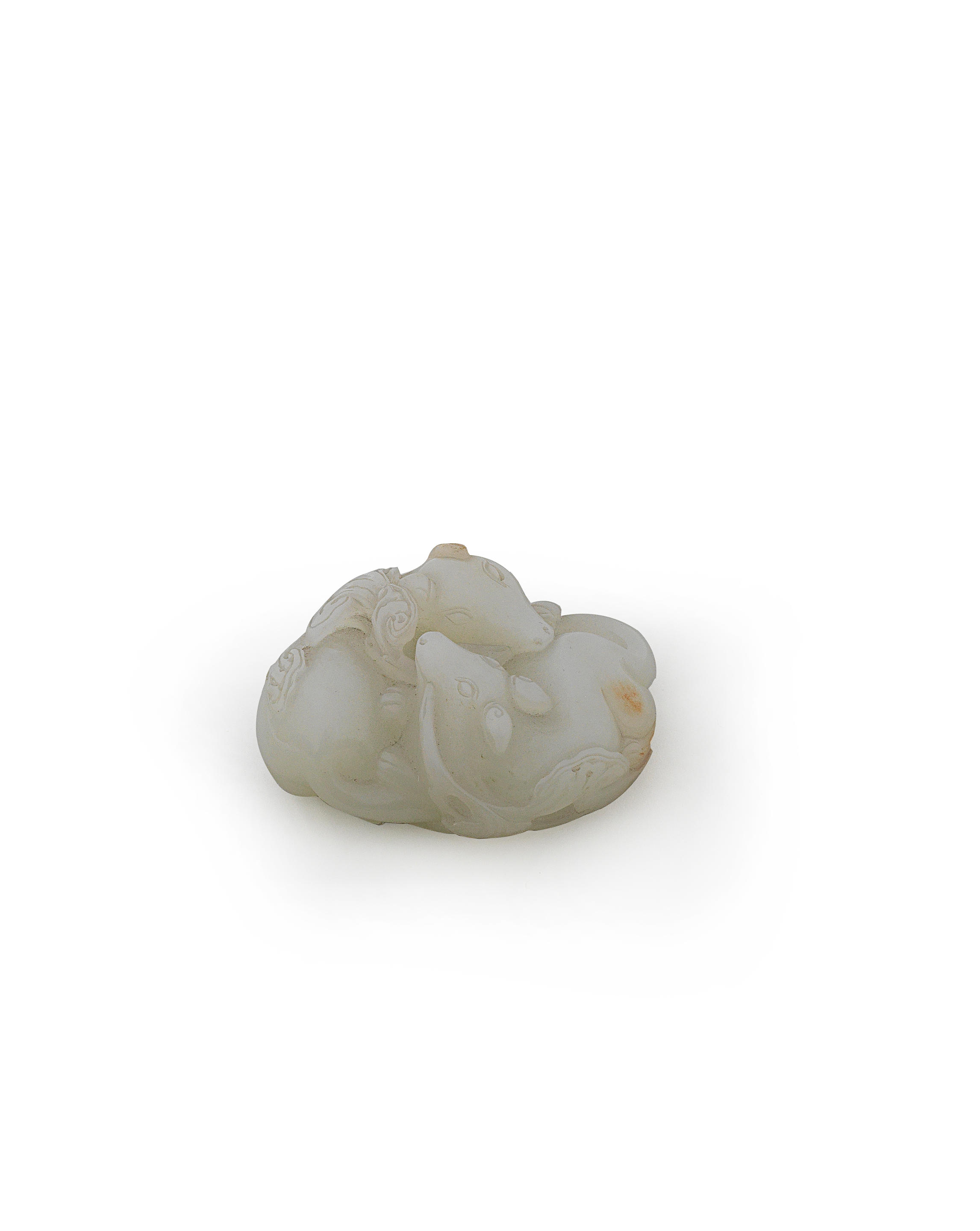 Appraisal: A WHITE AND RUSSET JADE 'DOUBLE BADGER' GROUP th century