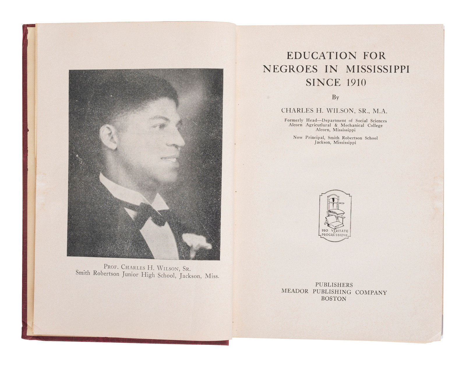 Appraisal: EDUCATION WILSON Charles H Education for Negroes in Mississippi Since