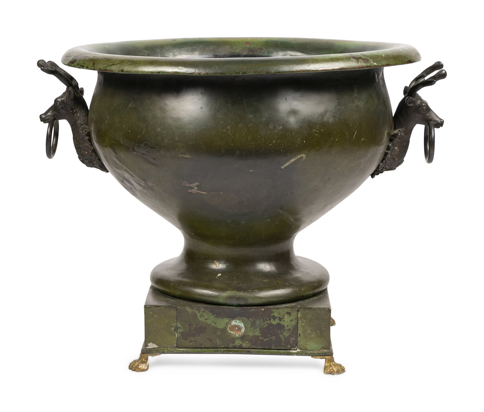 Appraisal: A Continental Green Tole Jardini re th Century with stag