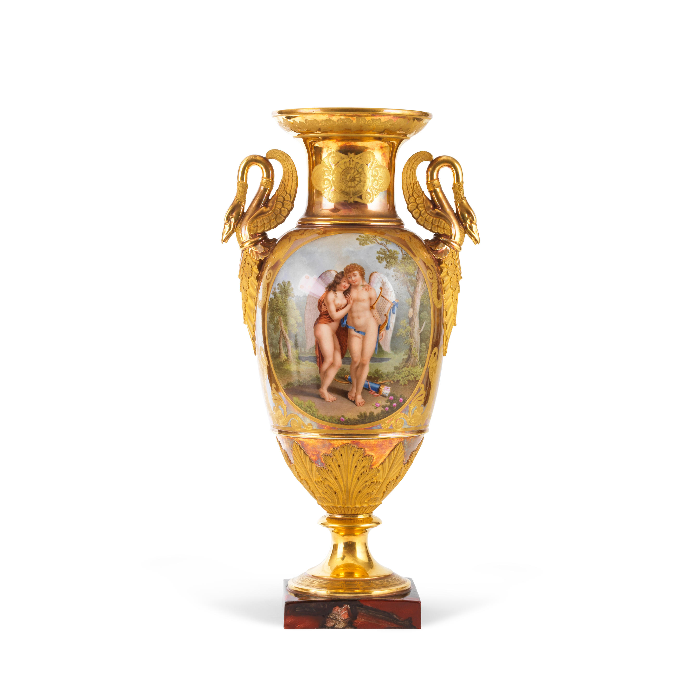 Appraisal: GRAND VASE DOUBLE ANSE EN PORCELAINE DE PARIS FOND OR