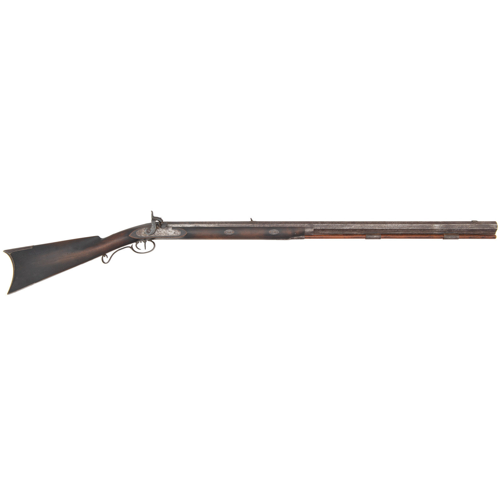 Appraisal: Restored Percussion Plains Rifle by Samuel Hawken caliber octagonal barrel