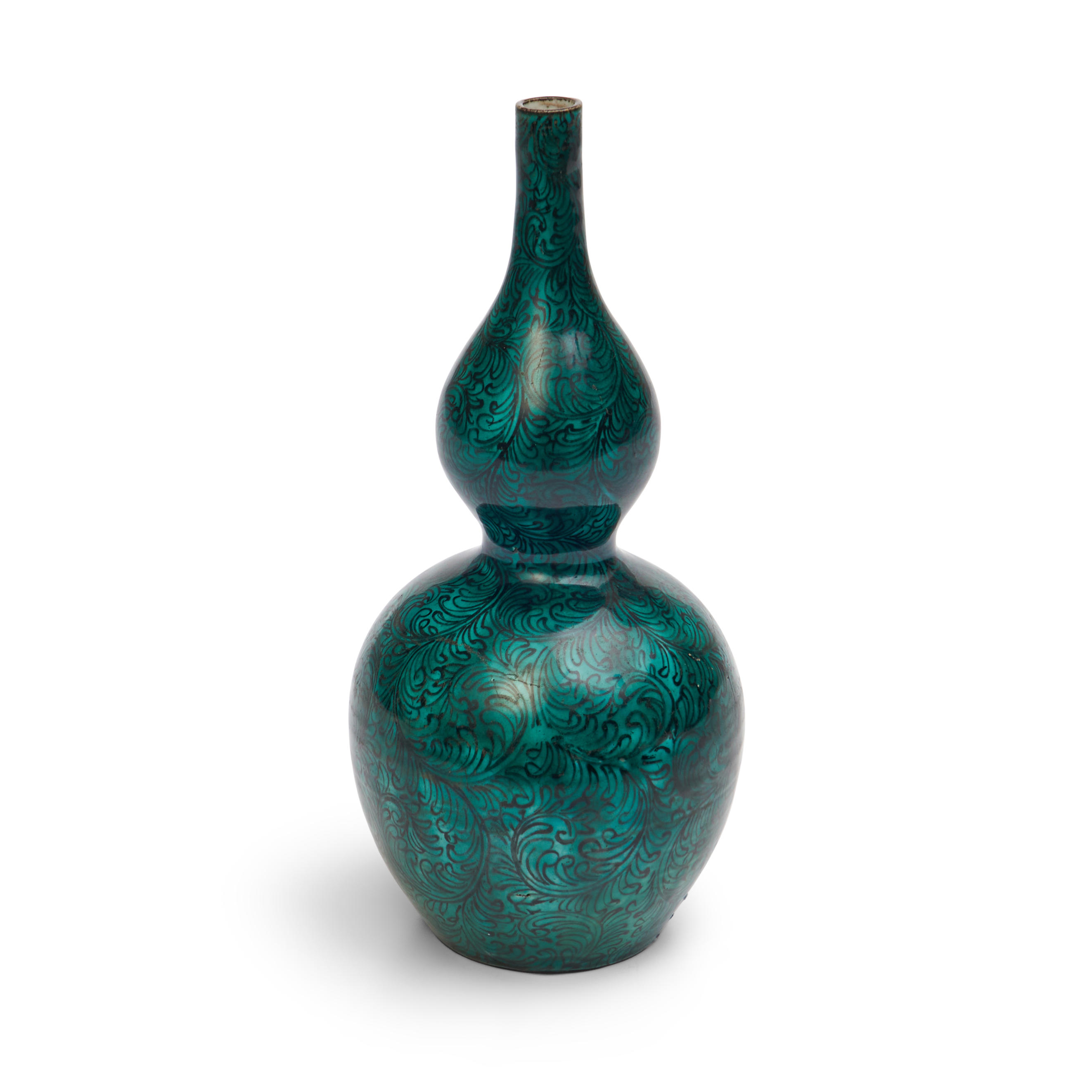 Appraisal: KO-KUTANI DOUBLE-GOURD BOTTLE VASE Japan th century tapering double-gourd-form decorated