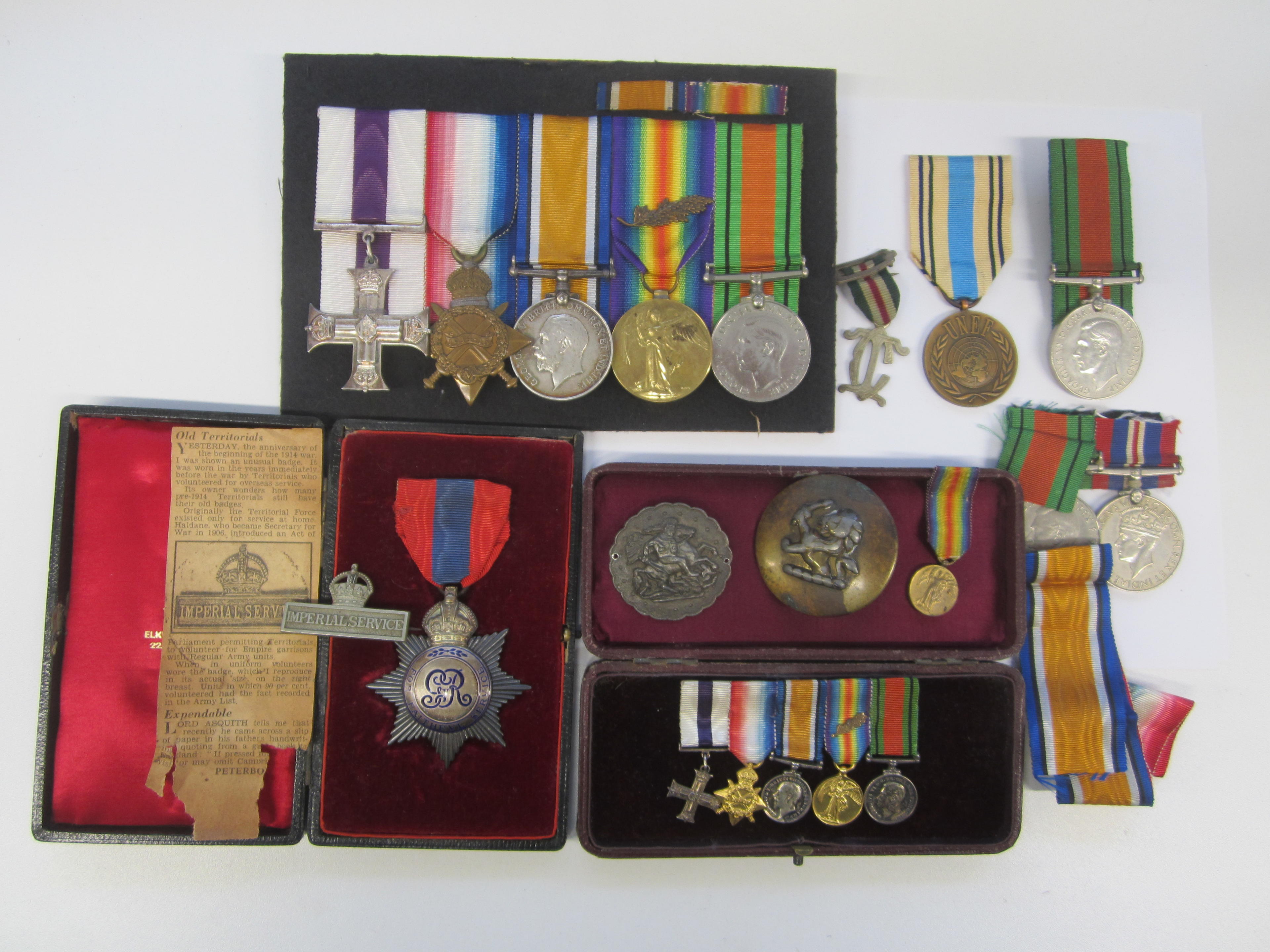 Appraisal: ASSORTED MEDALS ETC Imperial Service Medal G V R Walter