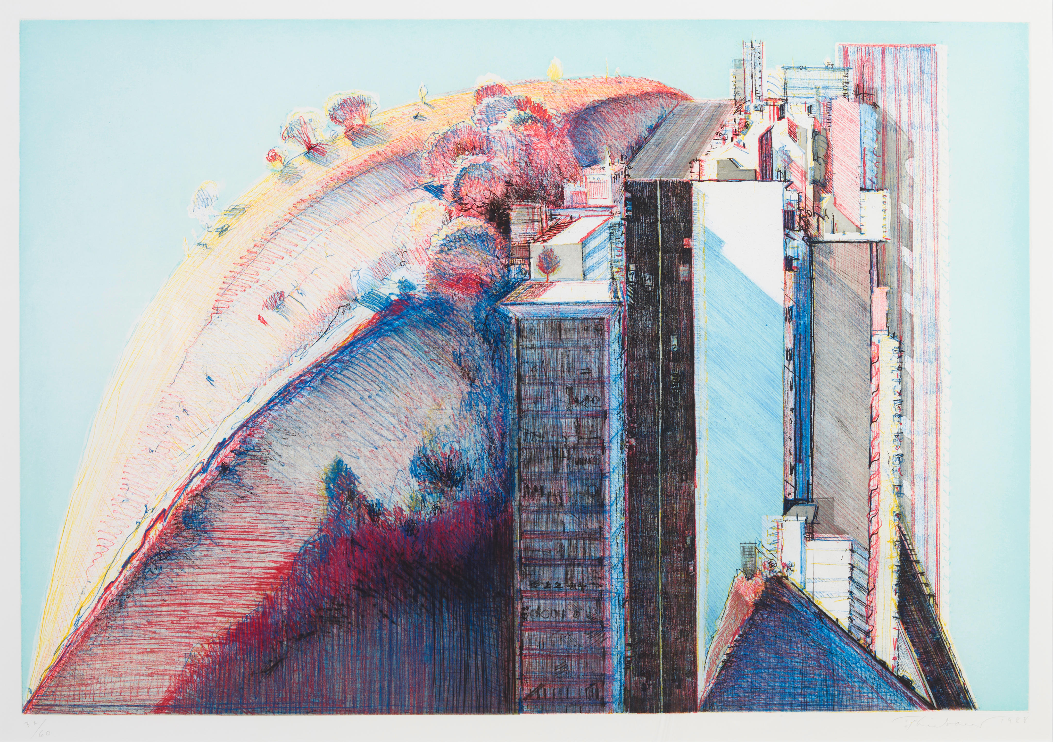 Appraisal: WAYNE THIEBAUD - Country City Etching and aquatint in colors